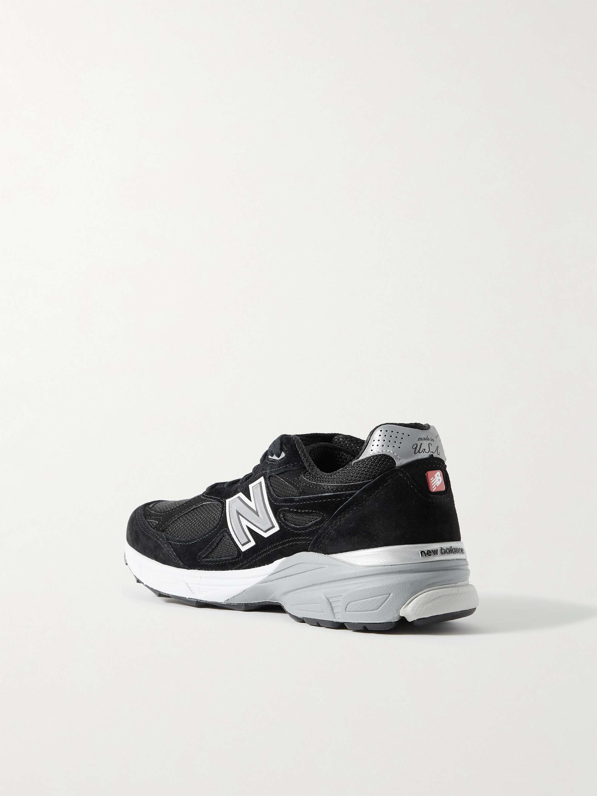NEW BALANCE M990BS3 leather-trimmed suede and mesh sneakers