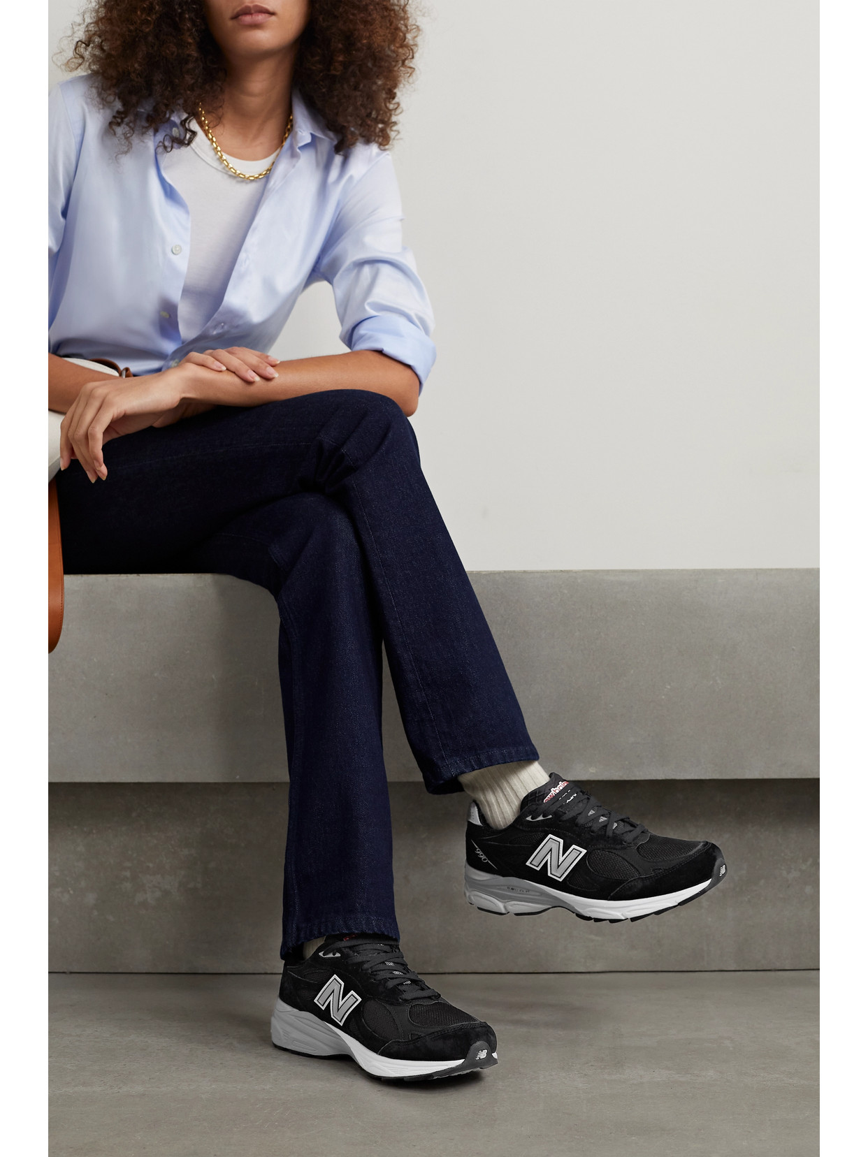 New Balance M990bs3 Leather-trimmed Suede And Mesh Sneakers In Black