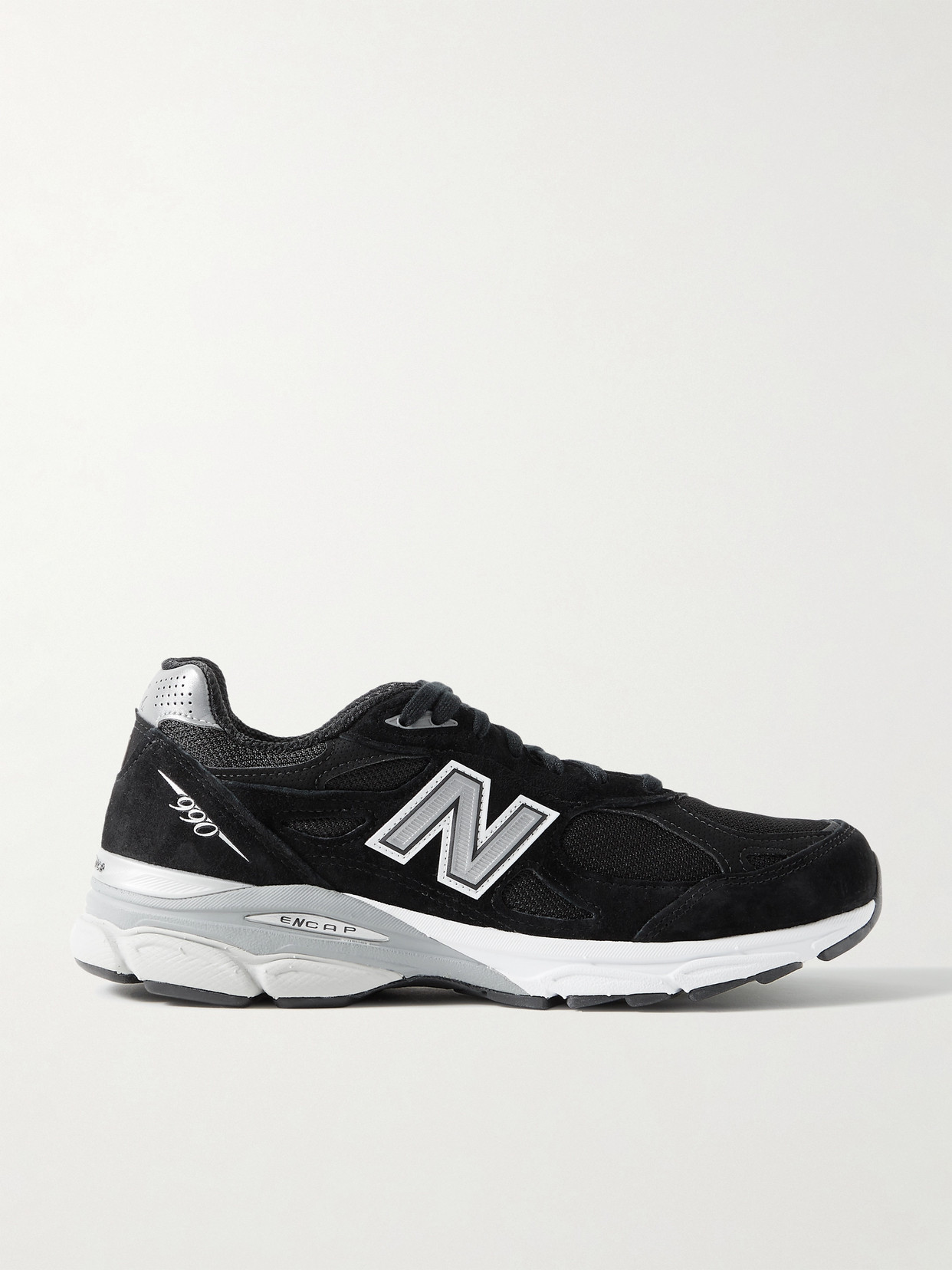 New Balance - M990bs3 Leather-trimmed Suede And Mesh Sneakers - Black