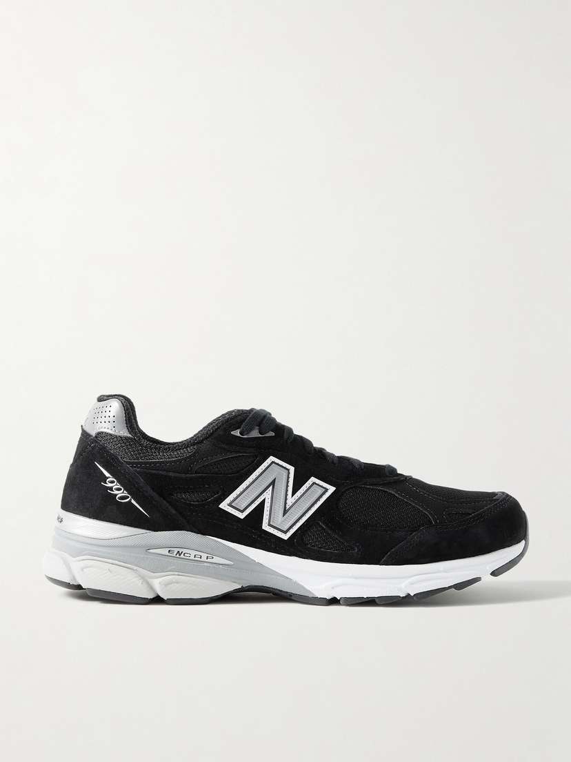 New Balance M990bs3 Leather-trimmed Suede And Mesh Sneakers
