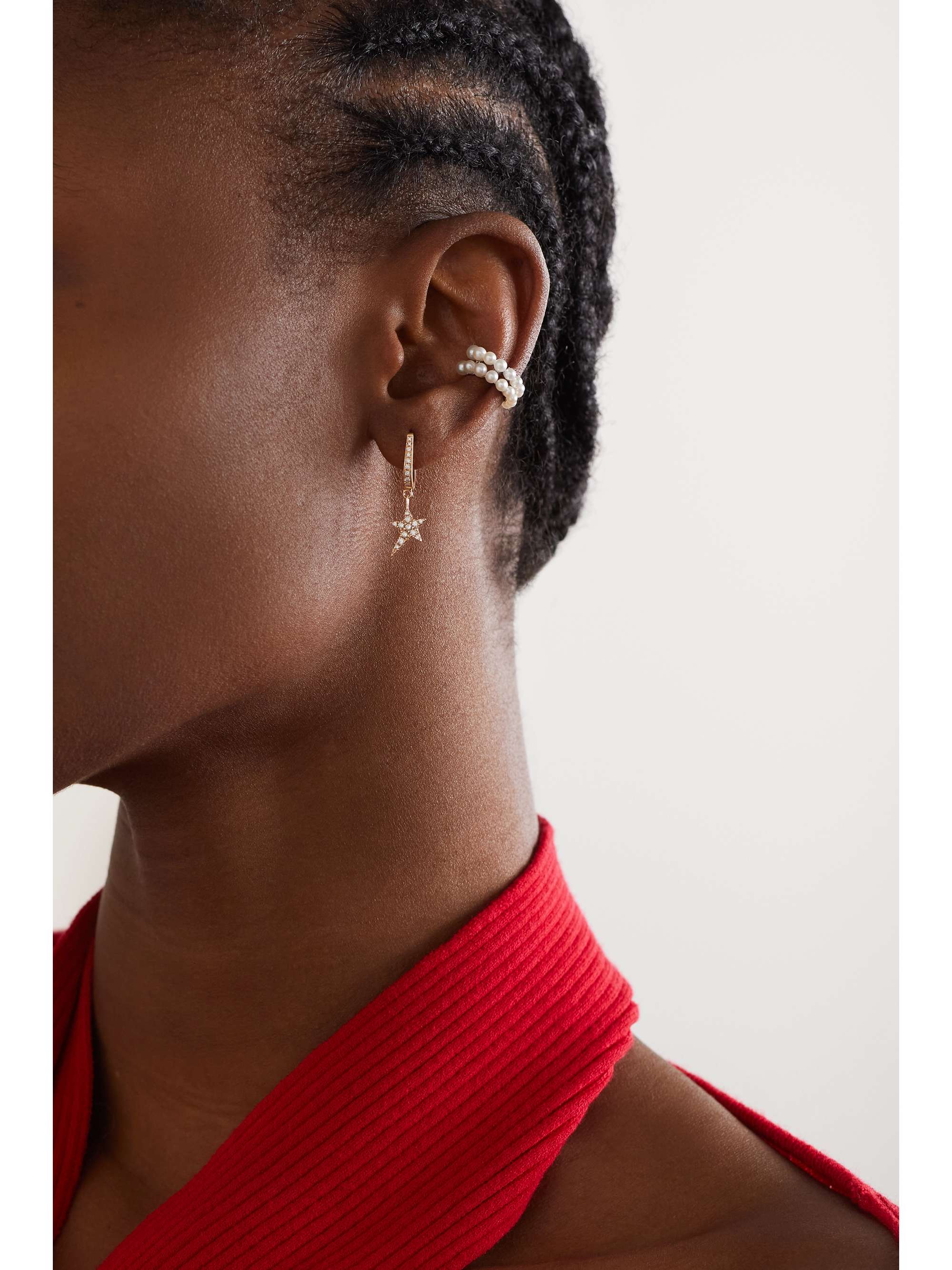 DIANE KORDAS 18-karat rose gold diamond single hoop earring
