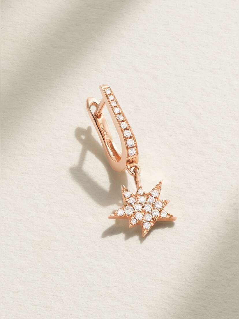 Diane Kordas 18-karat Rose Gold Diamond Single Hoop Earring