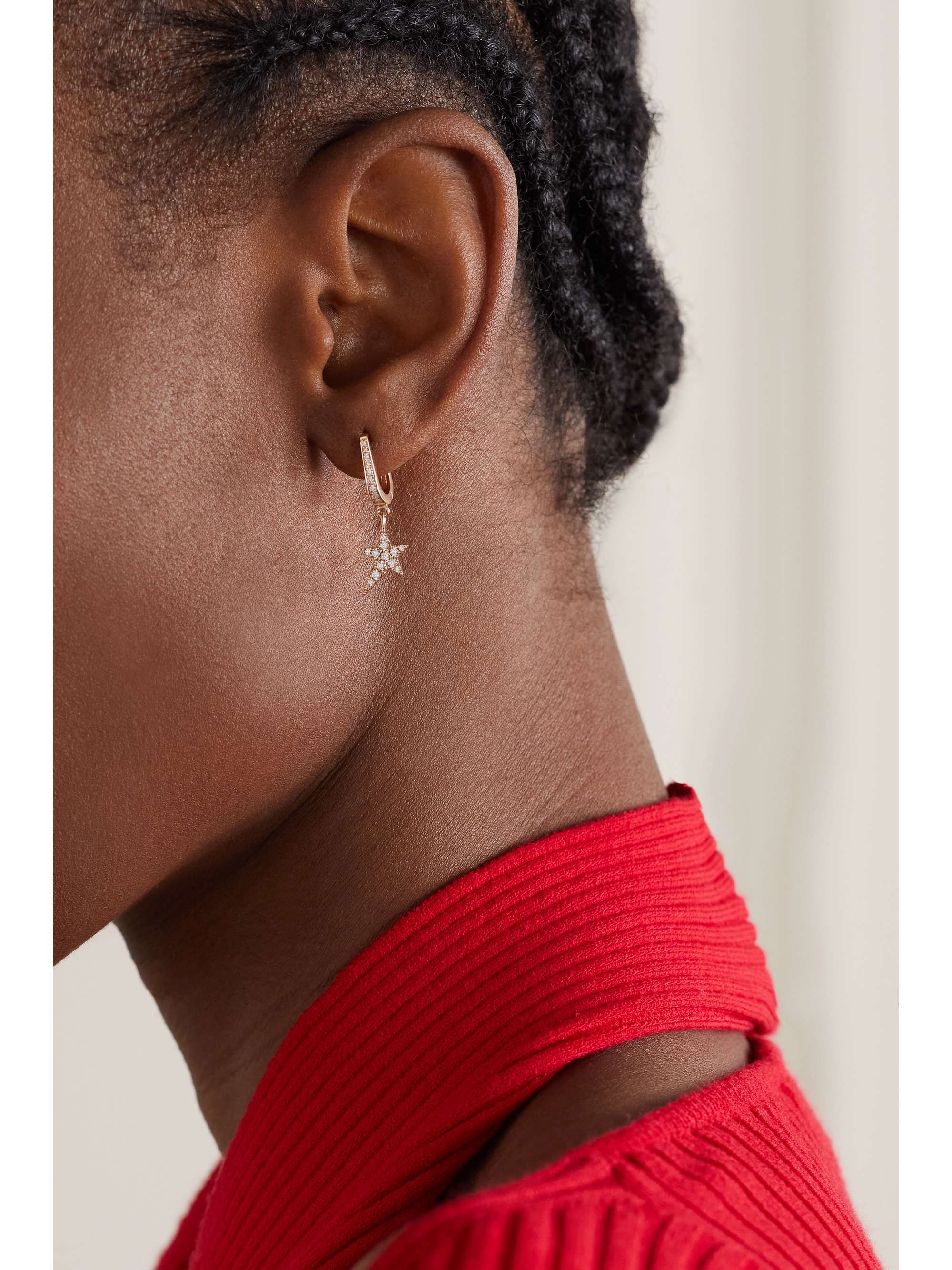 DIANE KORDAS 18-karat rose gold diamond single hoop earring