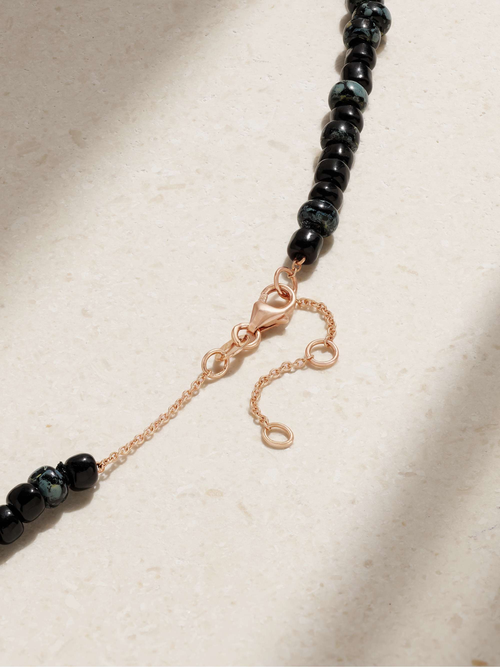 DIANE KORDAS 14-karat rose gold, bead and diamond necklace