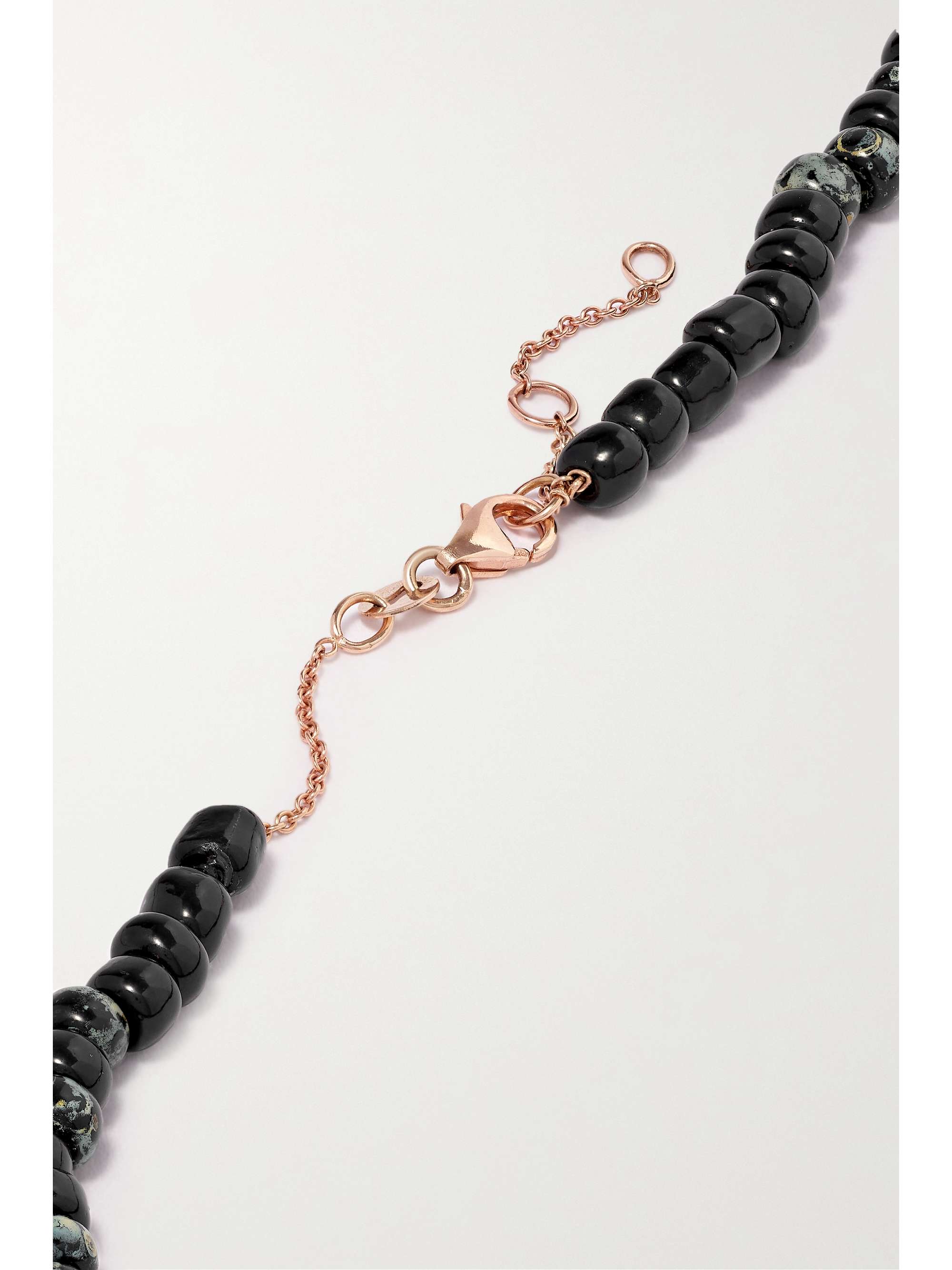 DIANE KORDAS 14-karat rose gold, bead and diamond necklace