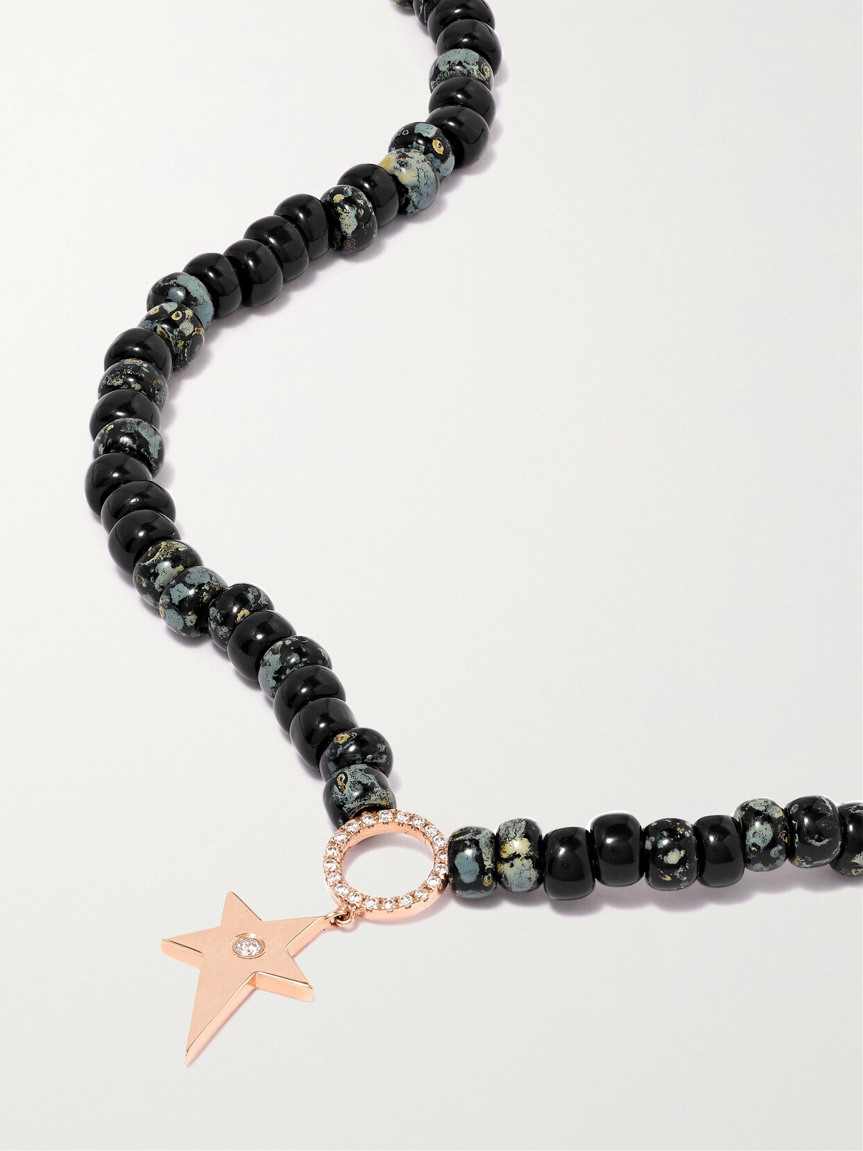 Diane Kordas - 14-karat Rose Gold, Bead And Diamond Necklace - One size