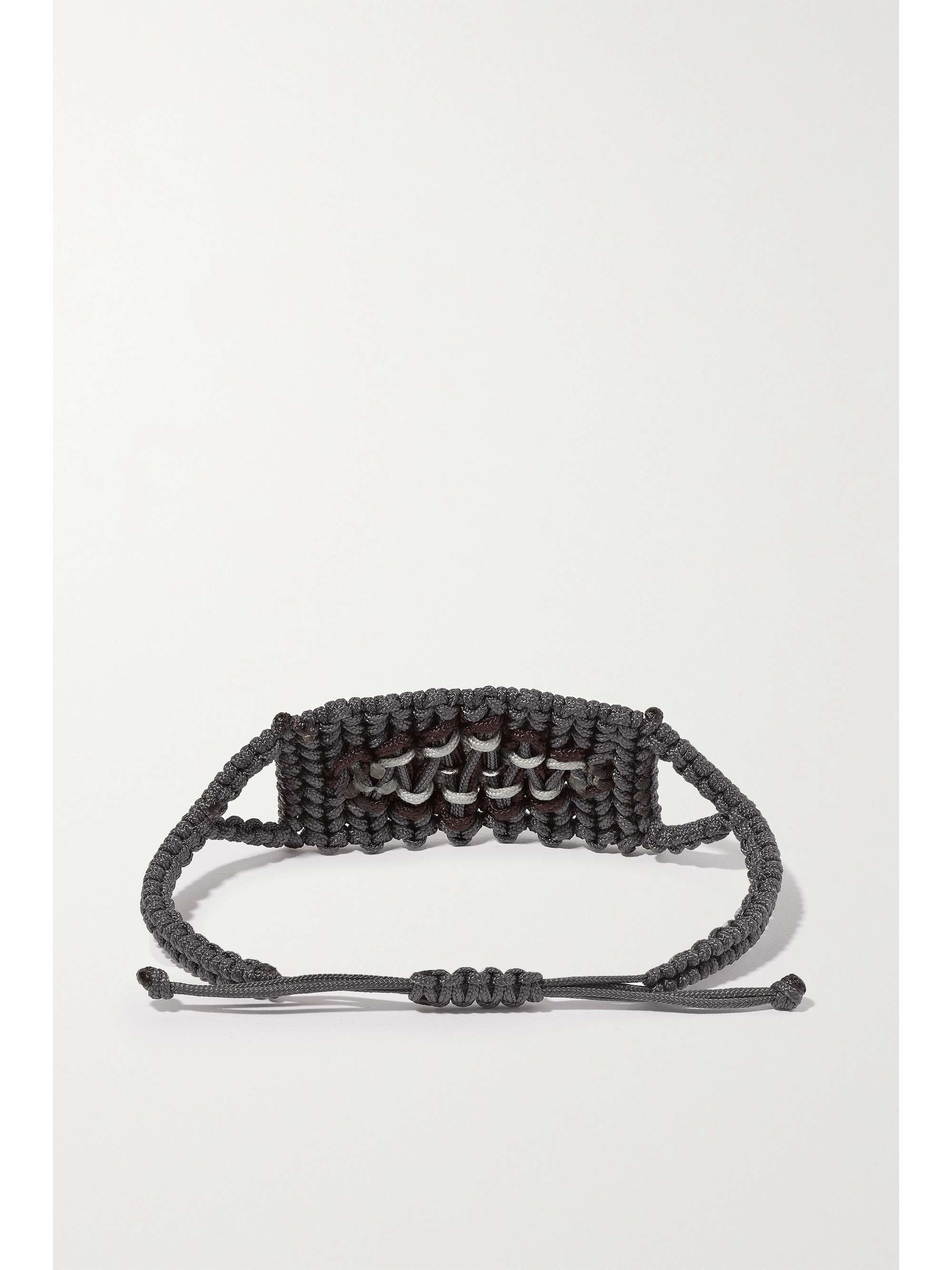 DIANE KORDAS Evil Eye woven cord, 14-karat white gold, diamond and sapphire bracelet