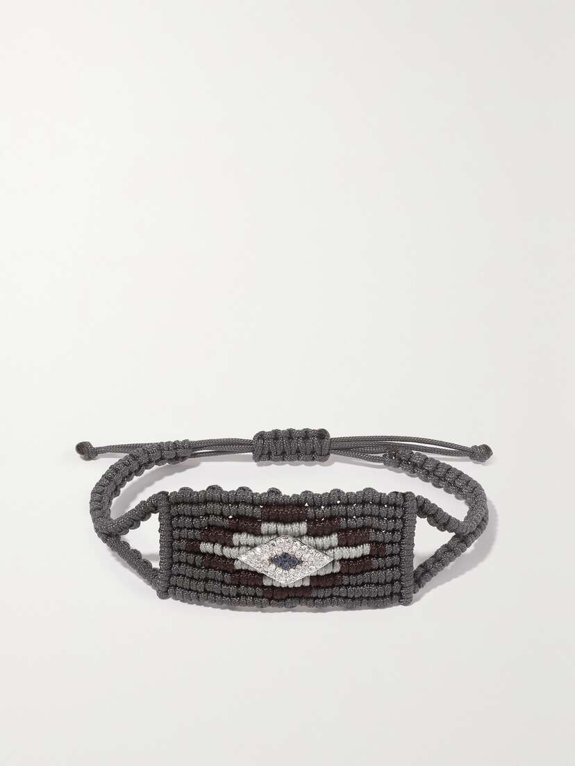 Diane Kordas Evil Eye Woven Cord, 14-karat Gold, Diamond And Sapphire Bracelet