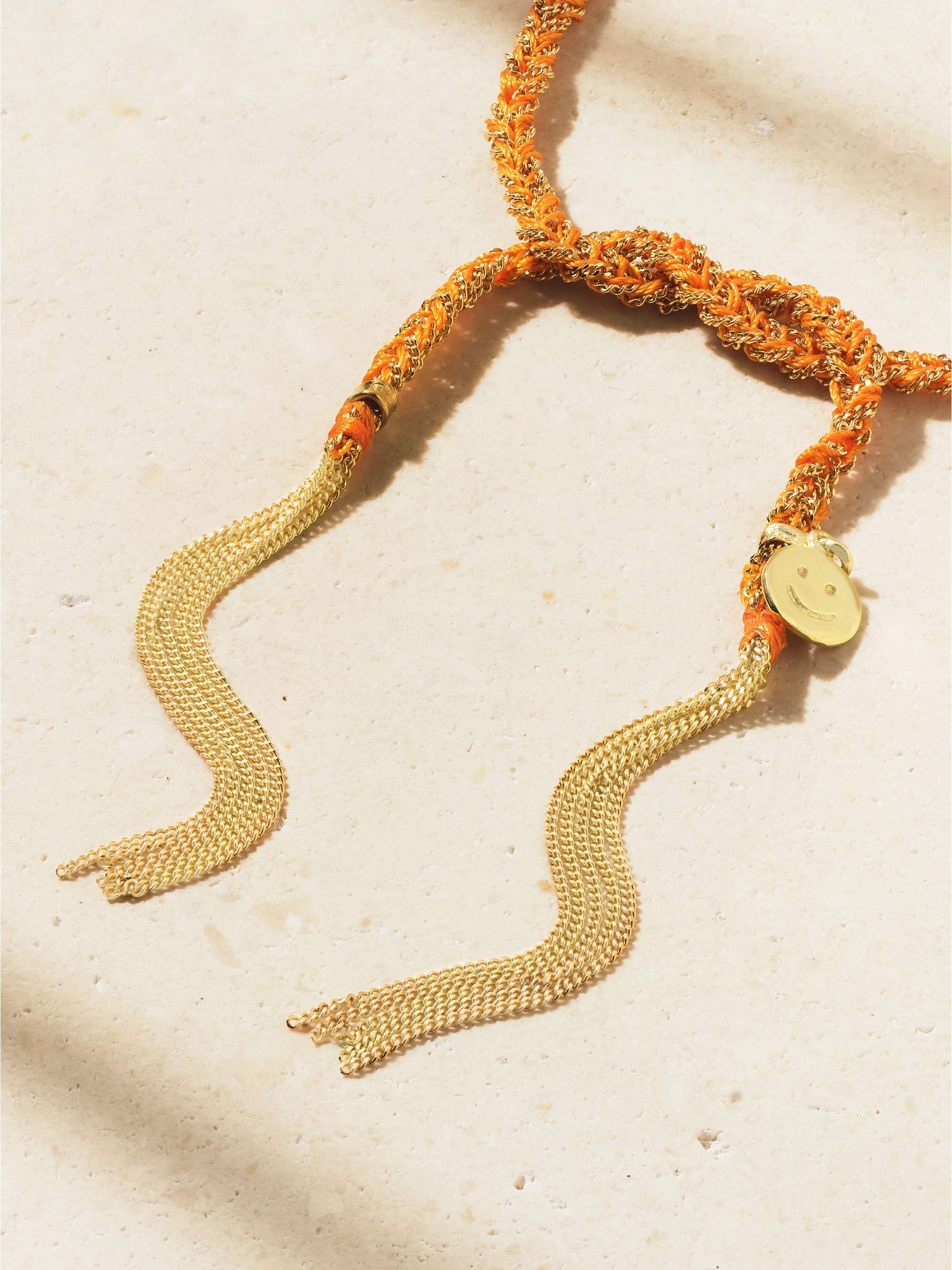 CAROLINA BUCCI Happiness Lucky Armband aus 18 Karat Gold und Seide