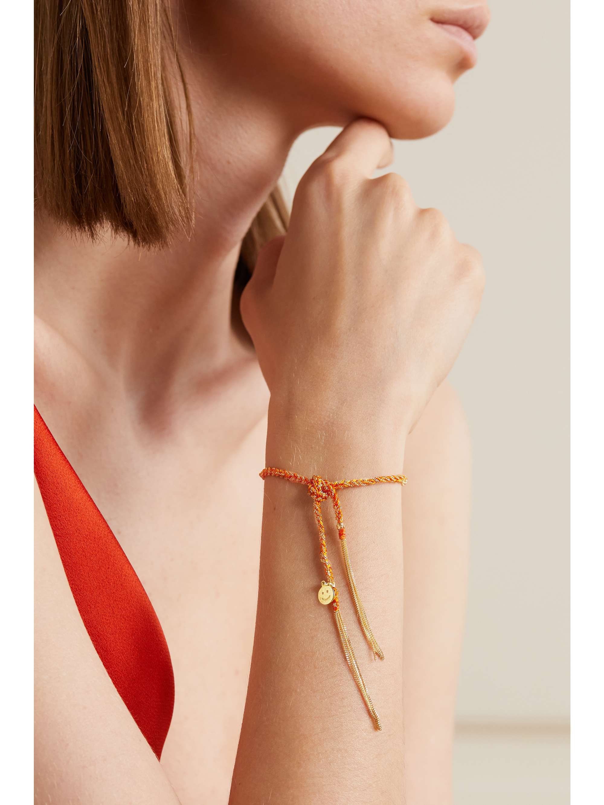 CAROLINA BUCCI Happiness Lucky Armband aus 18 Karat Gold und Seide