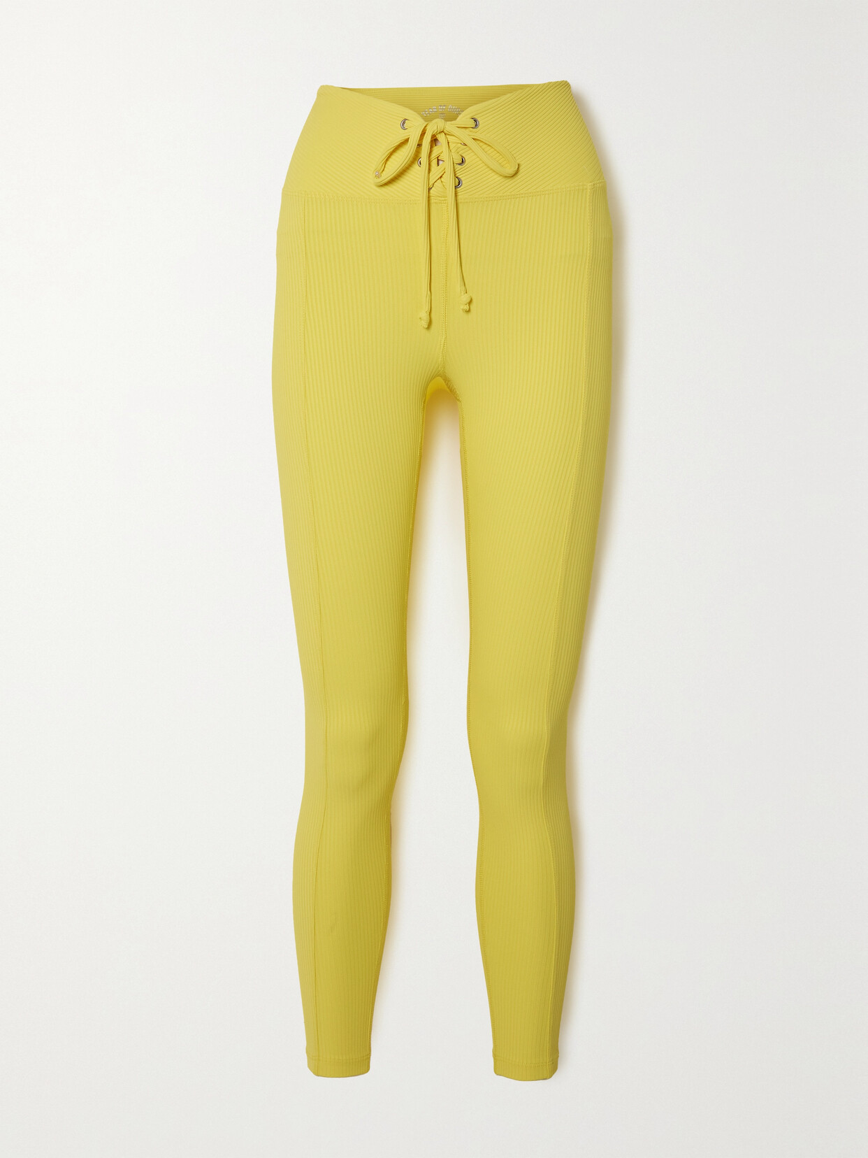 Year of Ours - Football Lace-up Ribbed Stretch-jersey Leggings - Pastel yellow 22 Awaiting product image