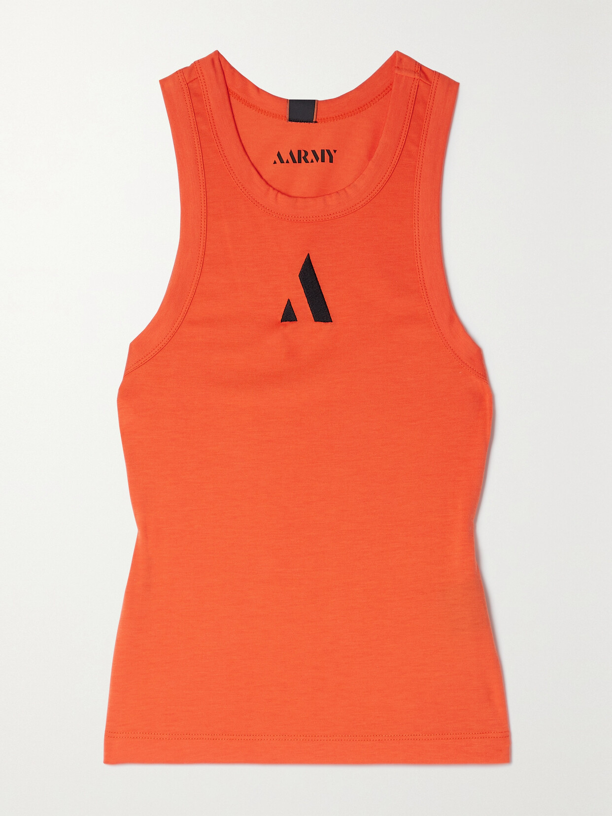 Aarmy Echo Embroidered Stretch-jersey Tank In Orange