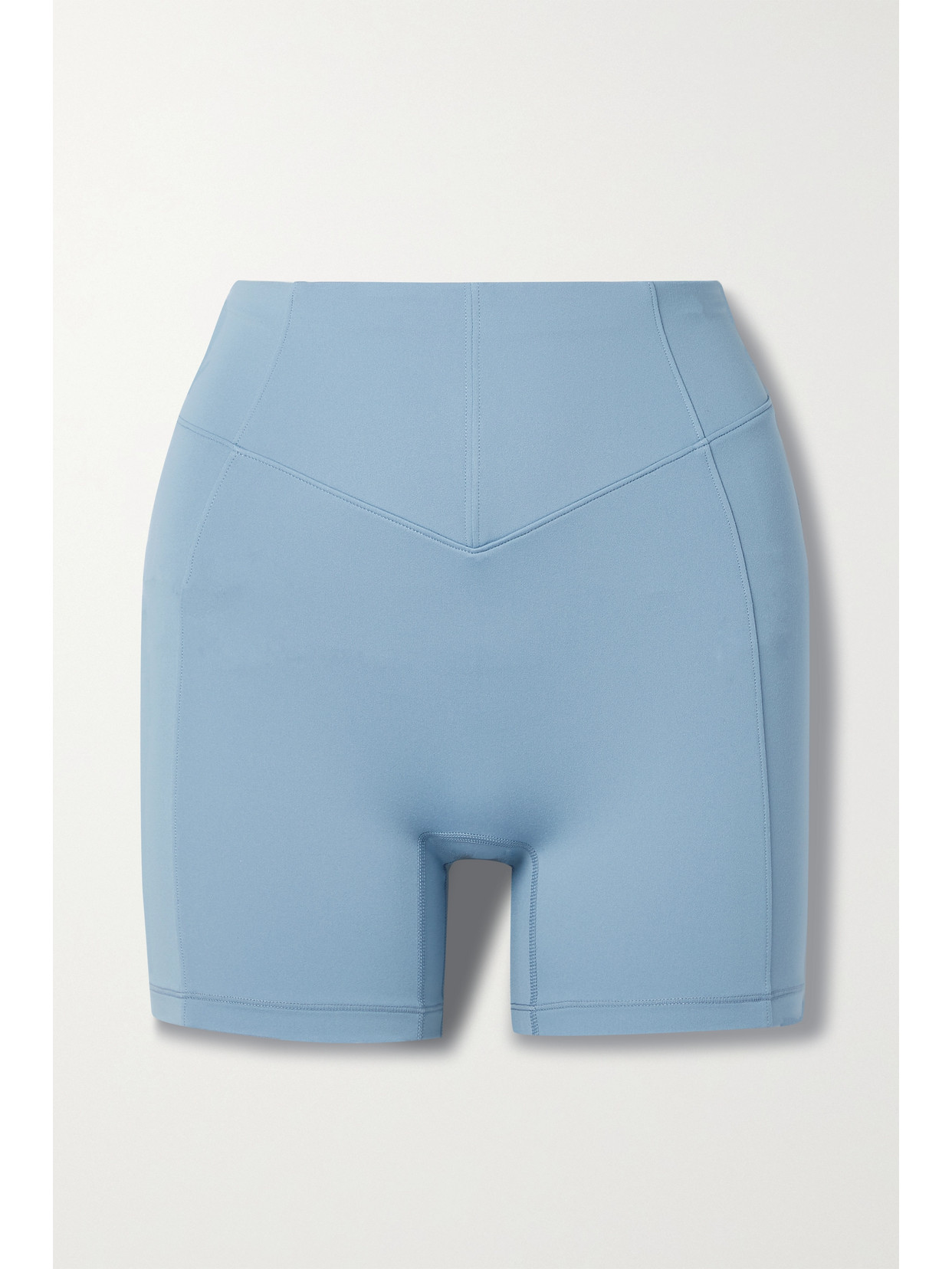 Le Ore Andria Fitted High-rise Recycled-polyester-blend Shorts In Blue