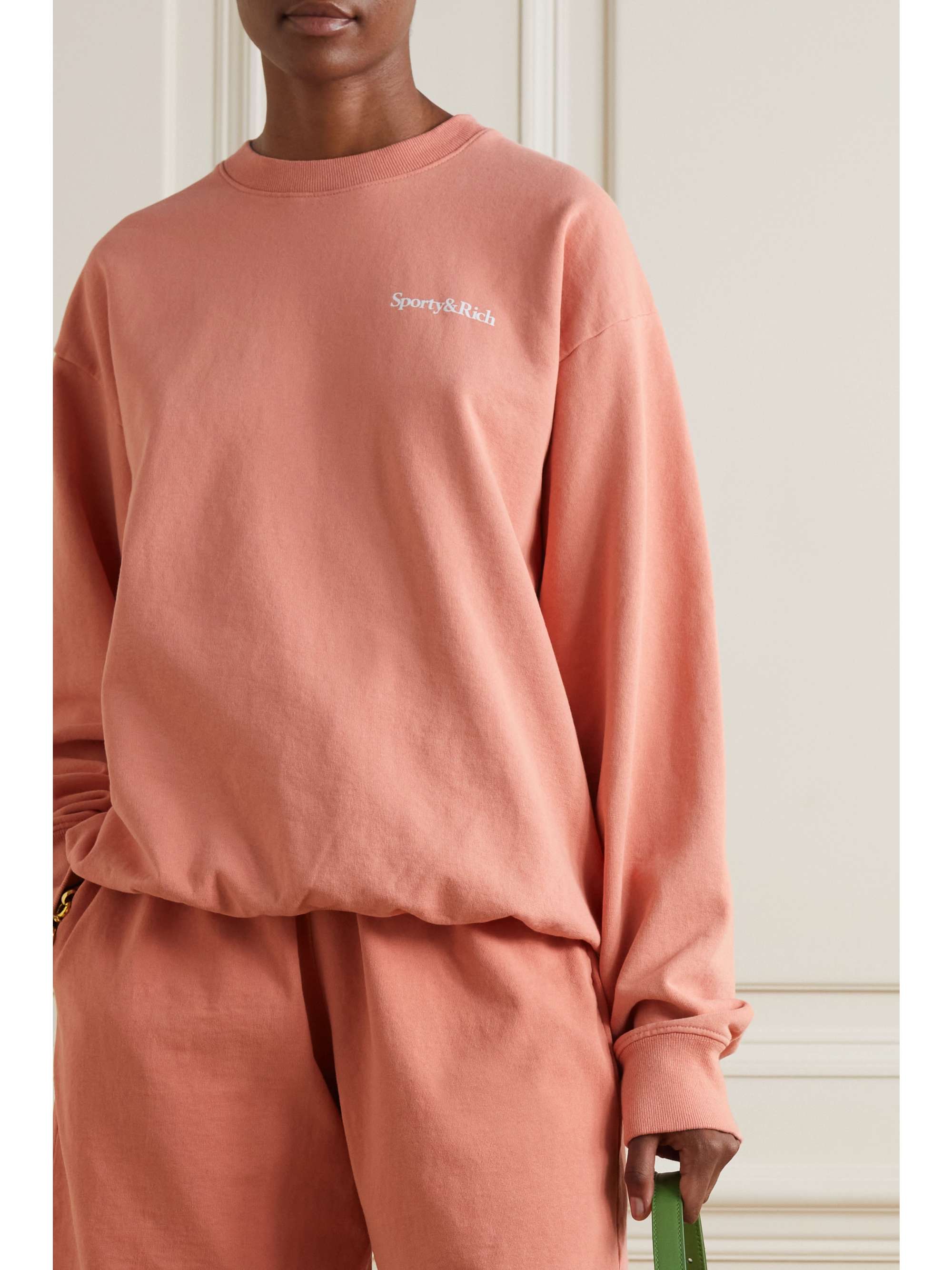 SPORTY & RICH New Health printed cotton-jersey sweatshirt