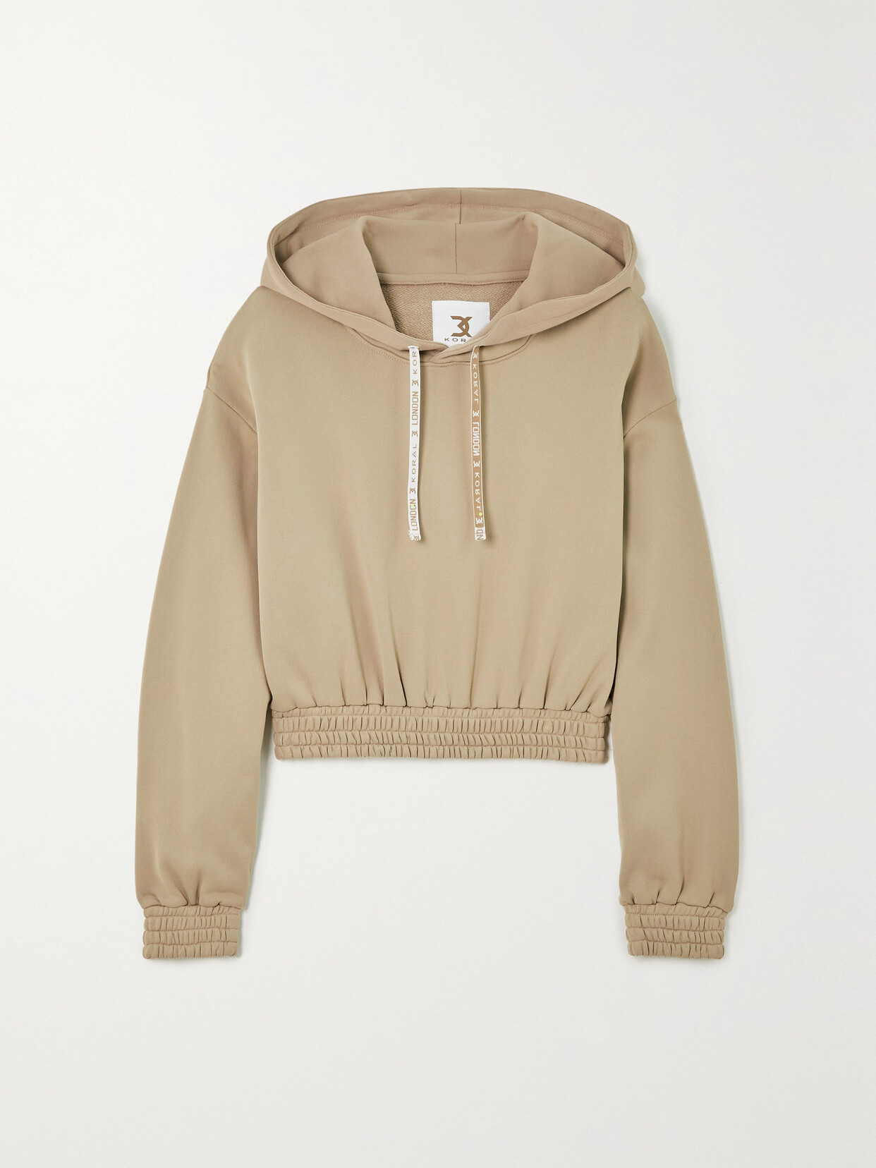 Koral - + David Koma Zelda Valo Cropped Jersey Hoodie - Neutrals