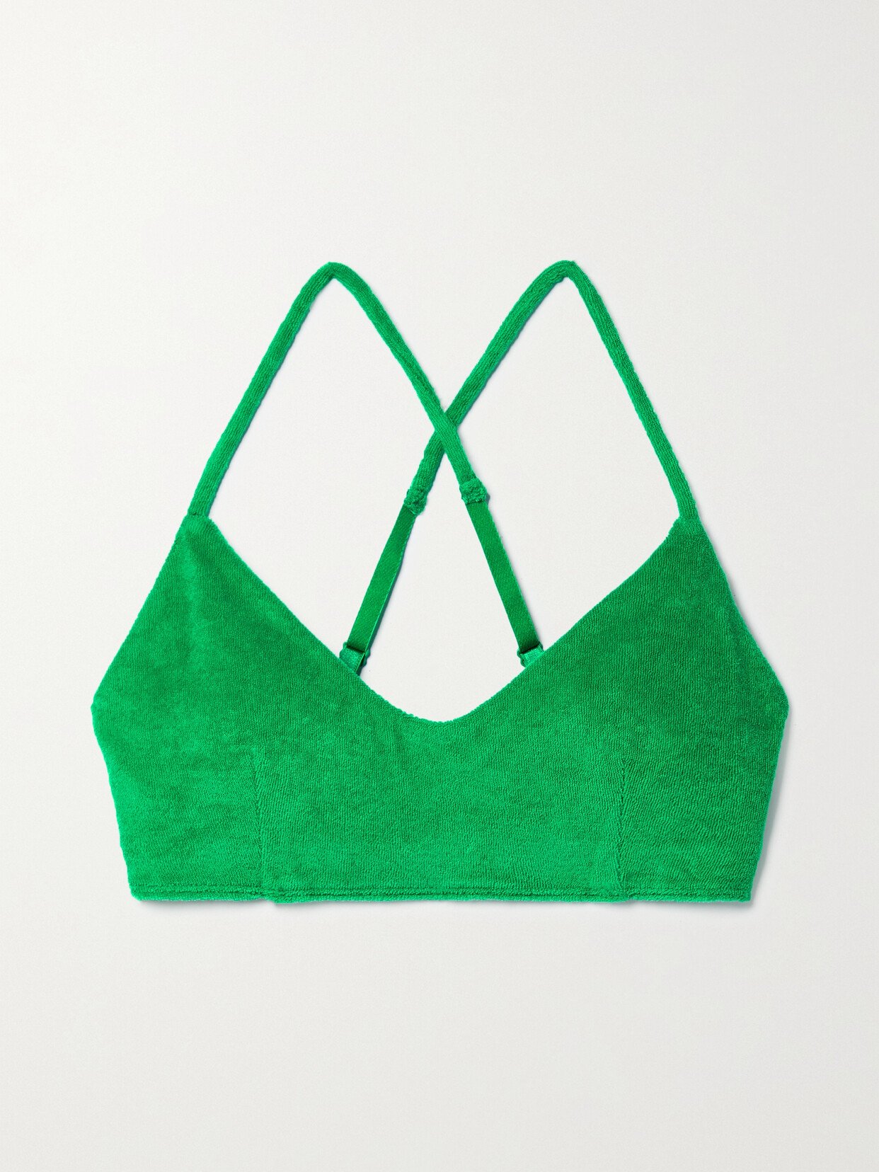 WSLY - Cotton-blend Terry Sports Bra - Green