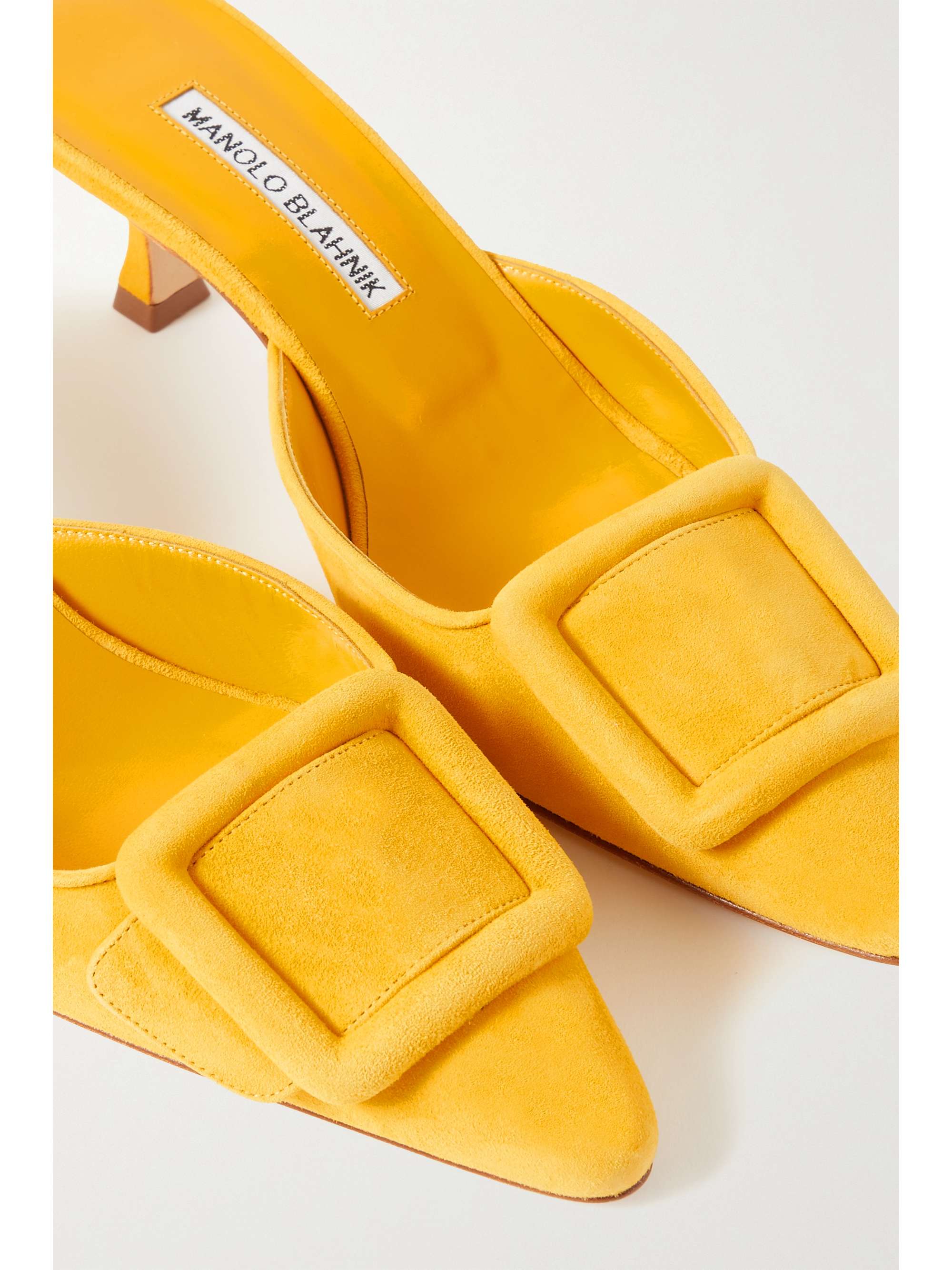 MANOLO BLAHNIK Maysale 50 buckled crepe de chine mules