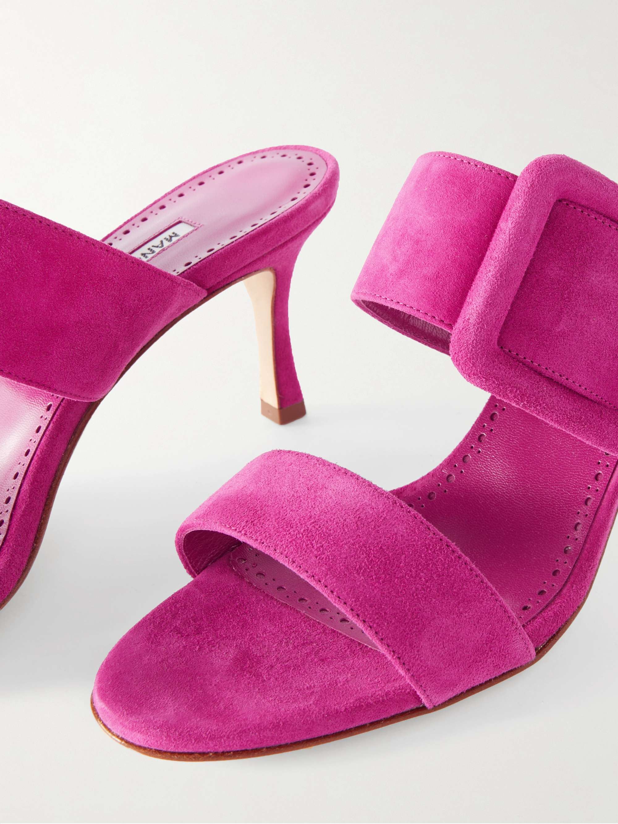 MANOLO BLAHNIK Gable 70 buckled suede mules