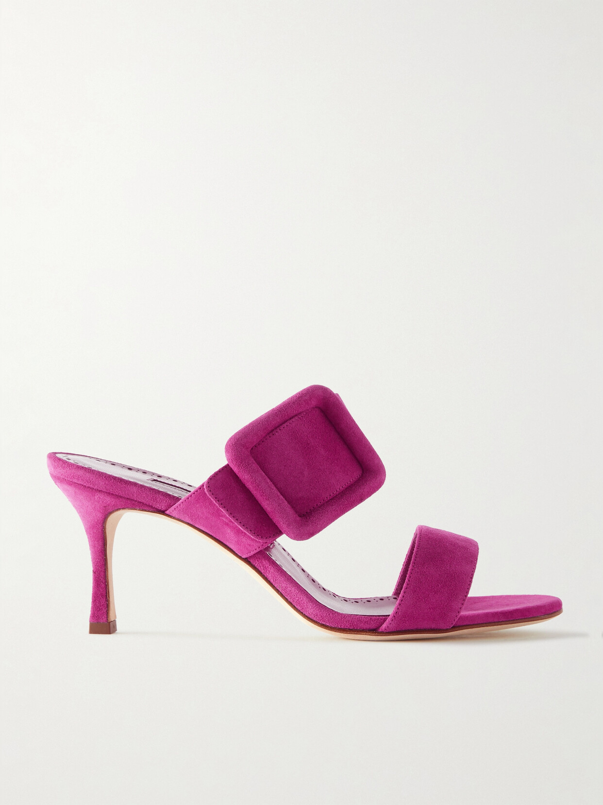 Manolo Blahnik Gable 70 Buckled Suede Mules - Pink