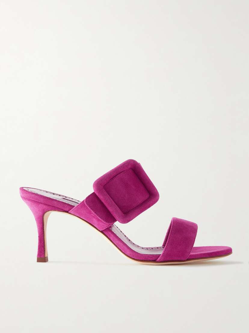Manolo Blahnik Gable 70 Buckled Suede Mules