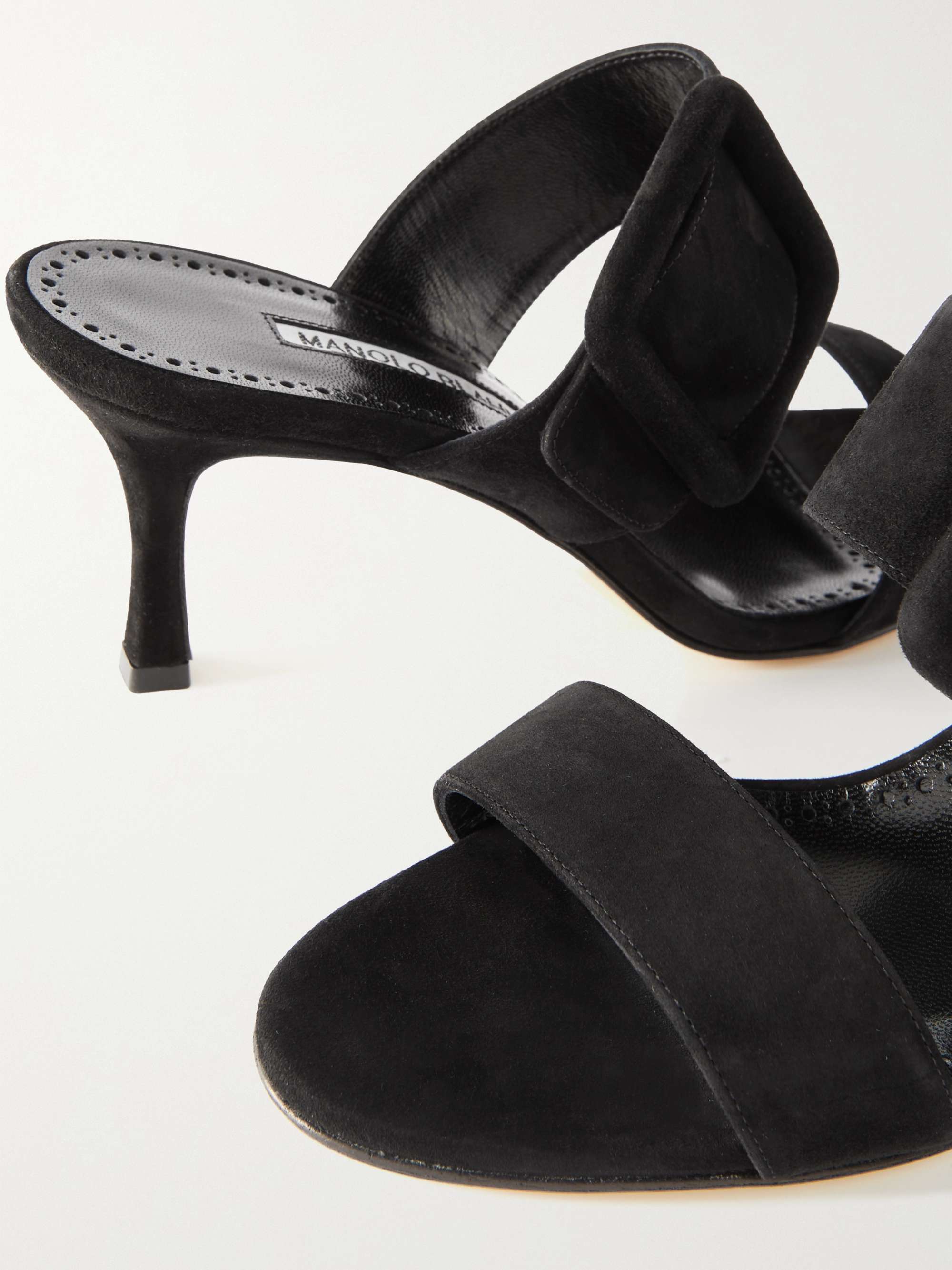MANOLO BLAHNIK Gable 70 buckled suede mules