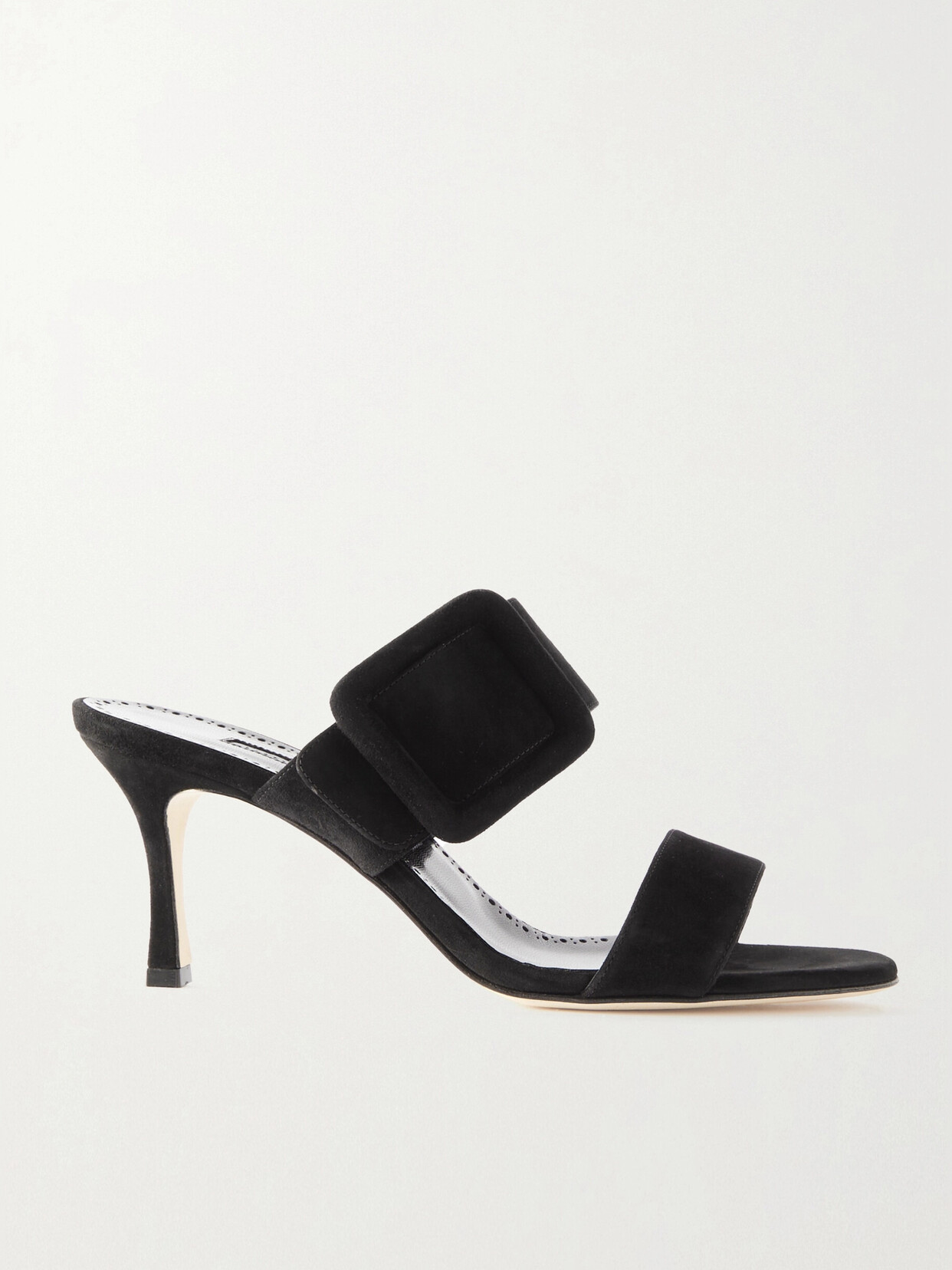 Shop Manolo Blahnik Gable 70 Buckled Suede Mules In Black