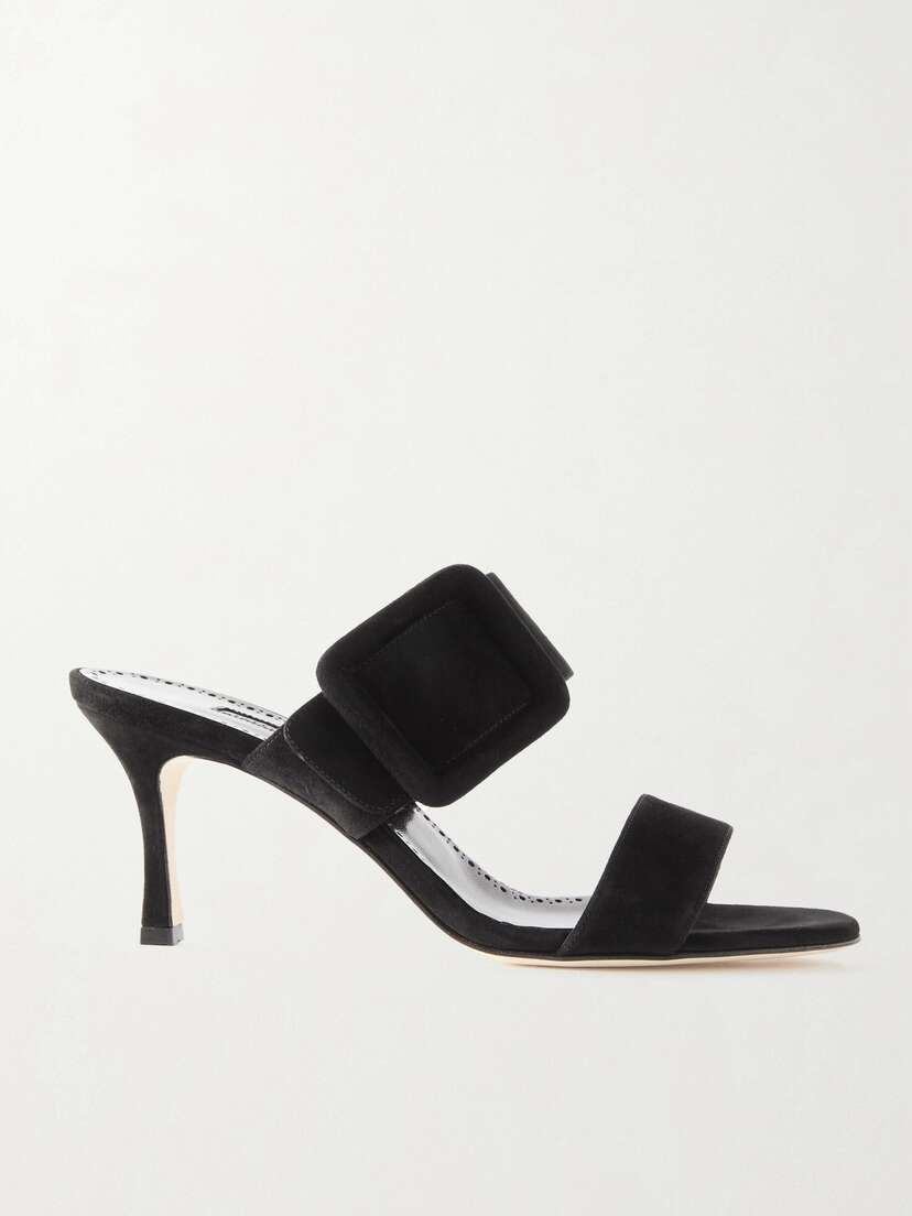 Manolo Blahnik Gable 70 Buckled Suede Mules