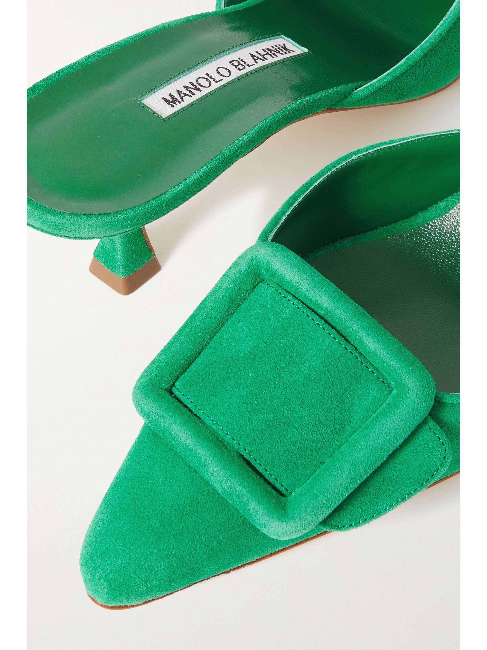 MANOLO BLAHNIK Maysale 50 buckled suede mules