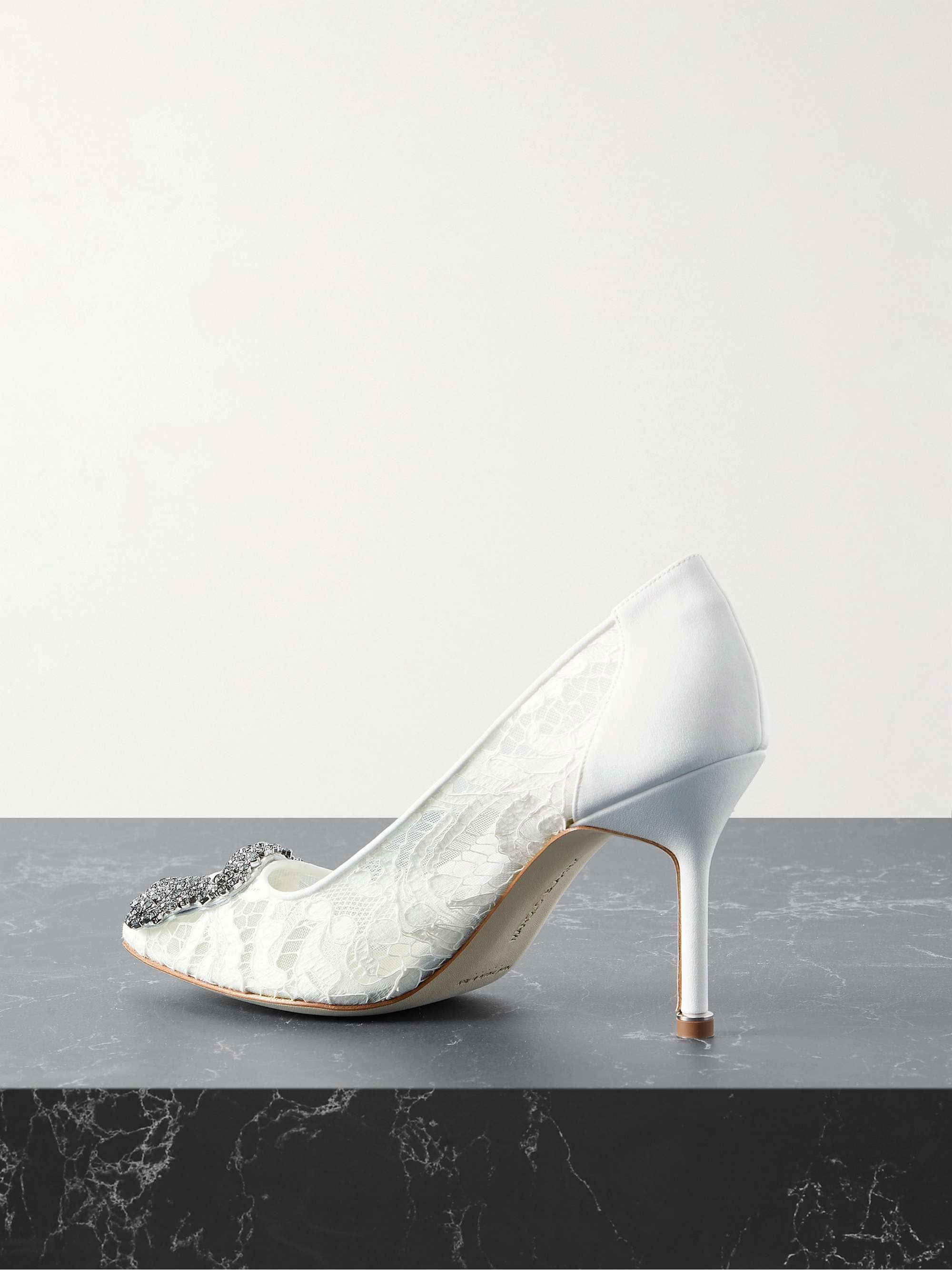 MANOLO BLAHNIK Hangisi 90 embellished corded lace pumps