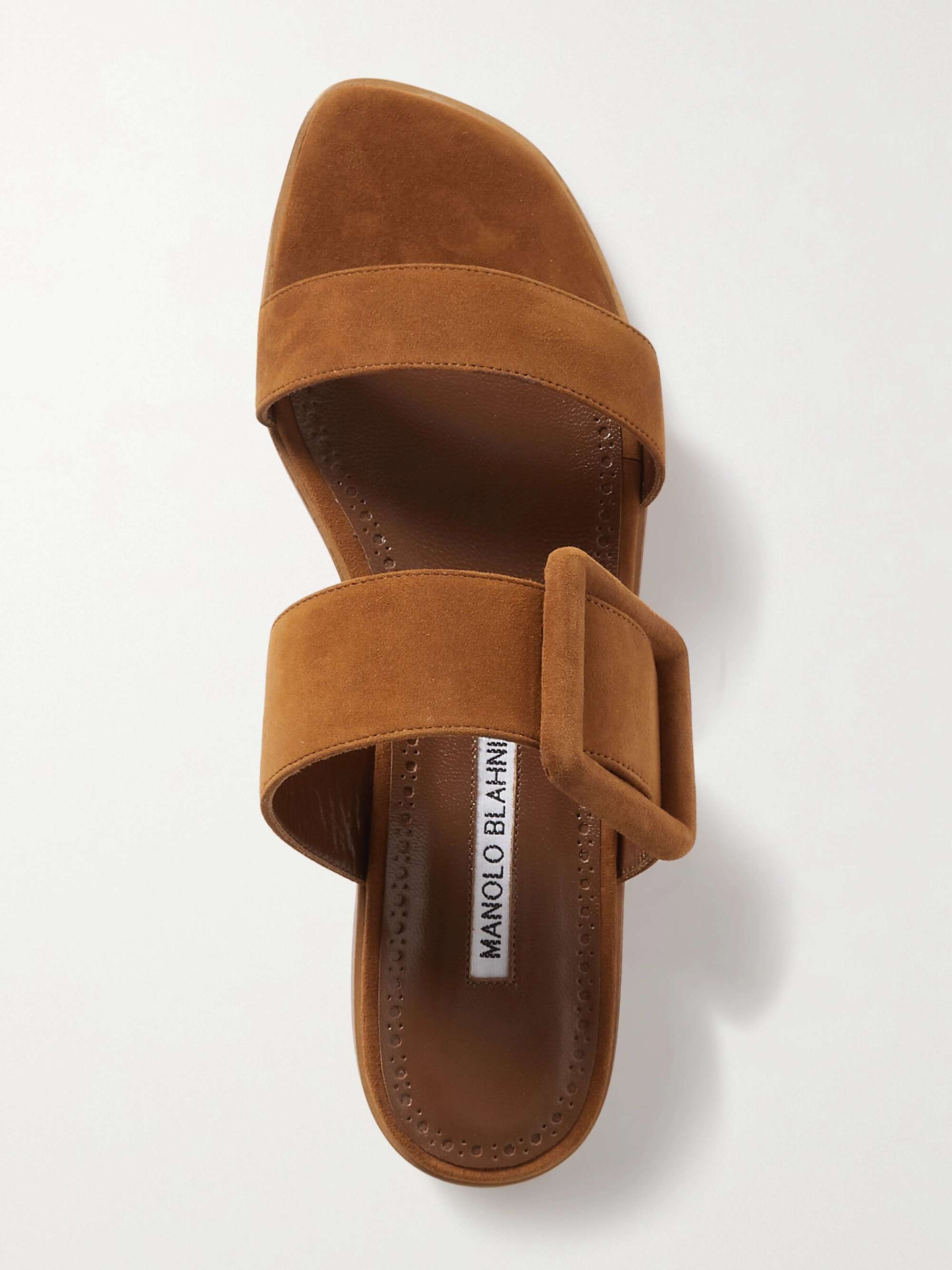 MANOLO BLAHNIK Tituba Pantoletten aus Veloursleder mit Schnalle