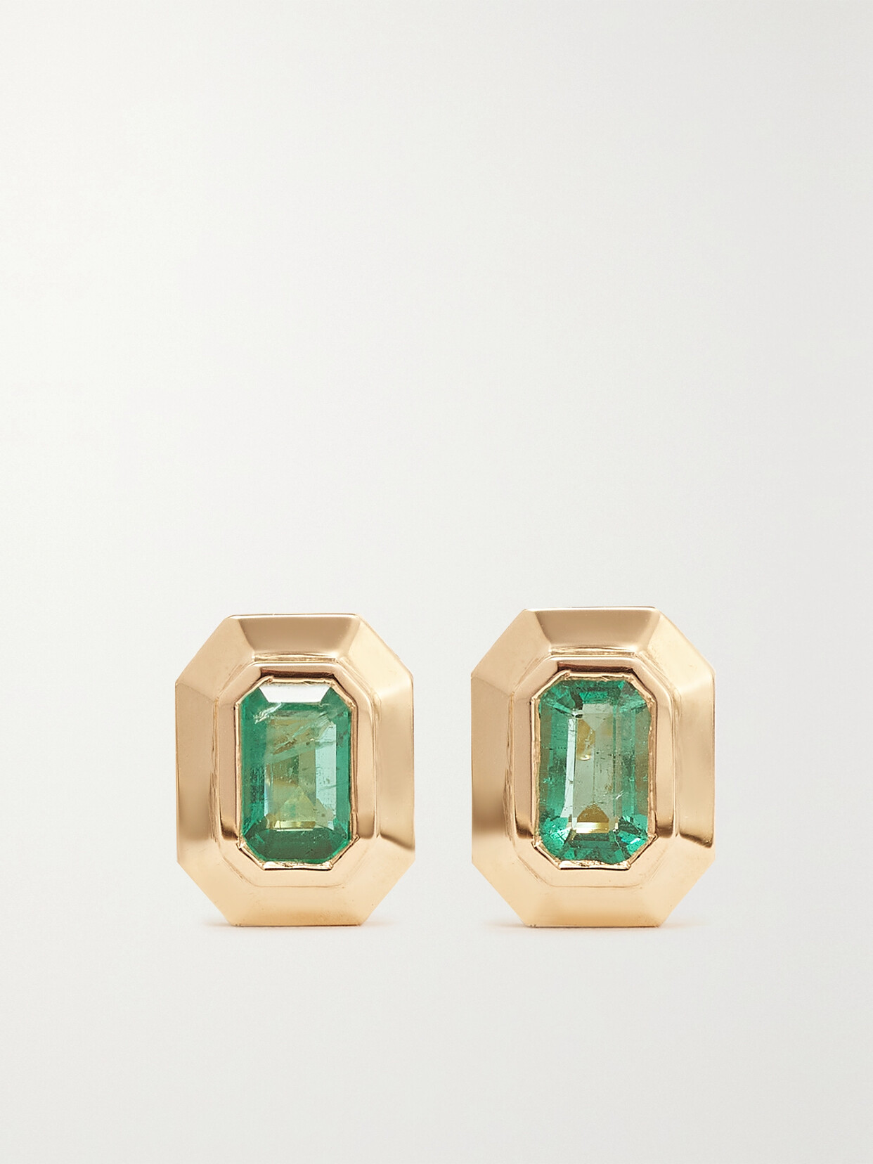 Azlee Staircase 18-karat Gold Emerald Earrings In Green Multi
