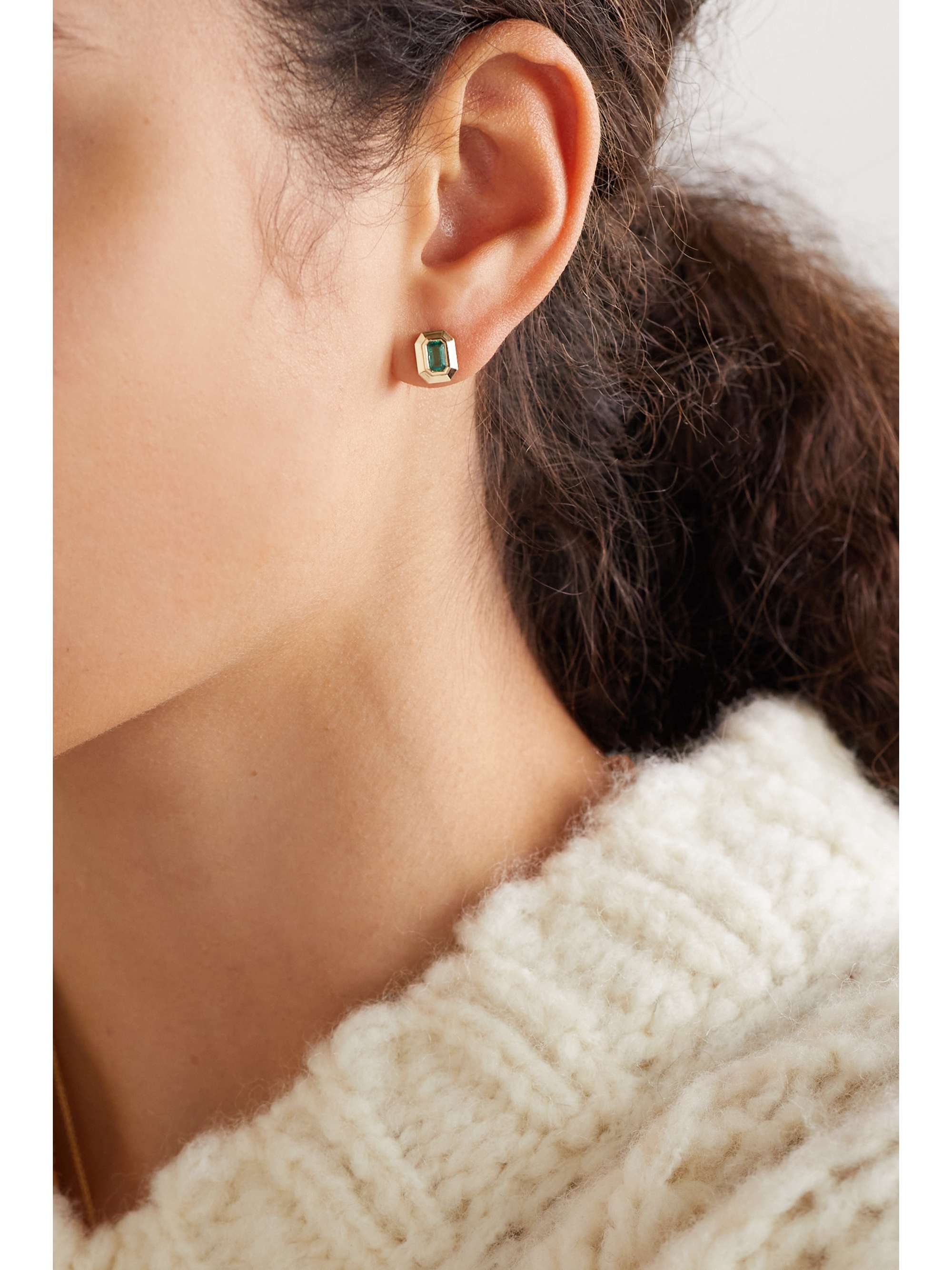 AZLEE Staircase 18-karat gold emerald earrings