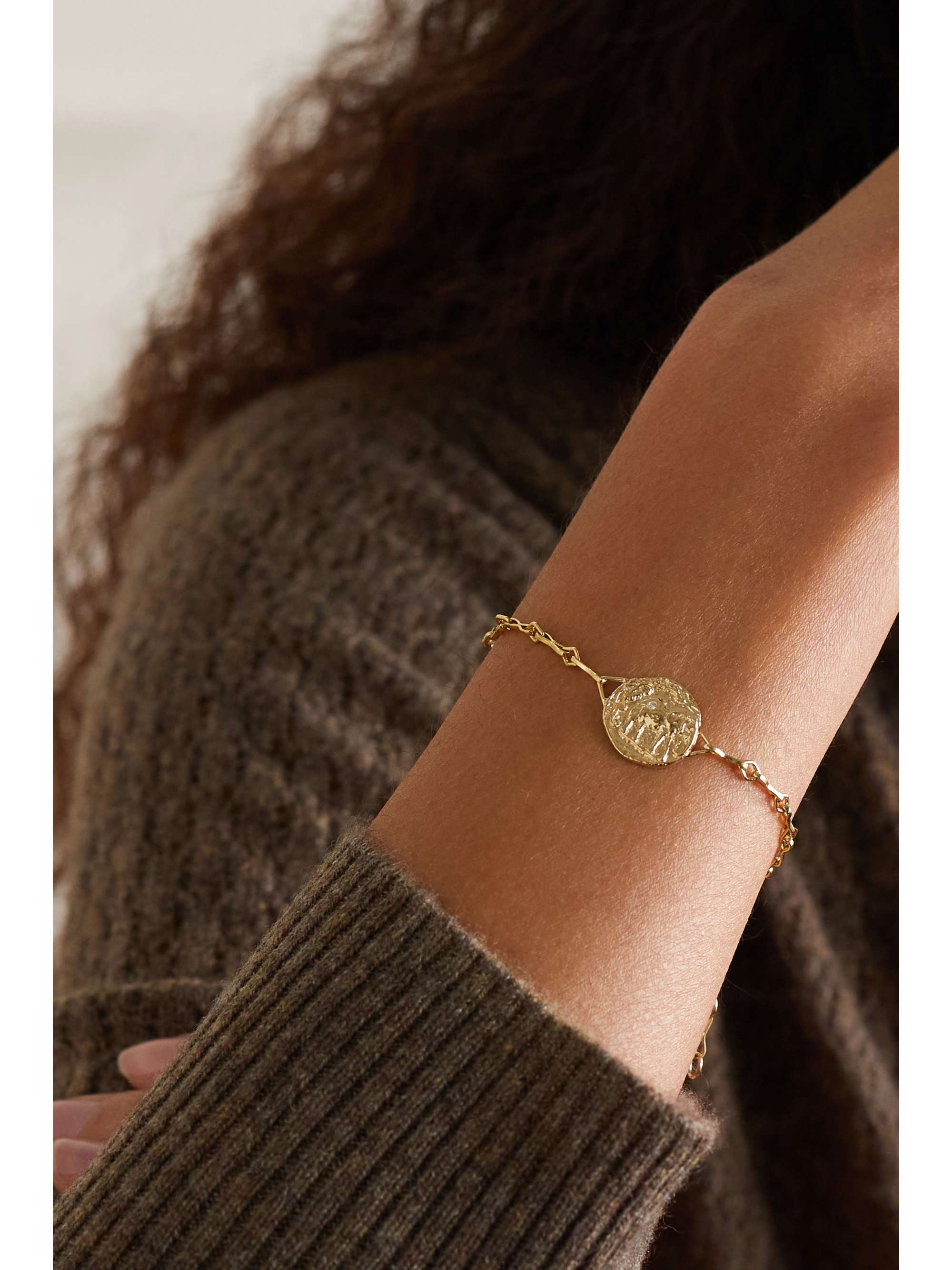 AZLEE Elefante 18-karat gold diamond bracelet