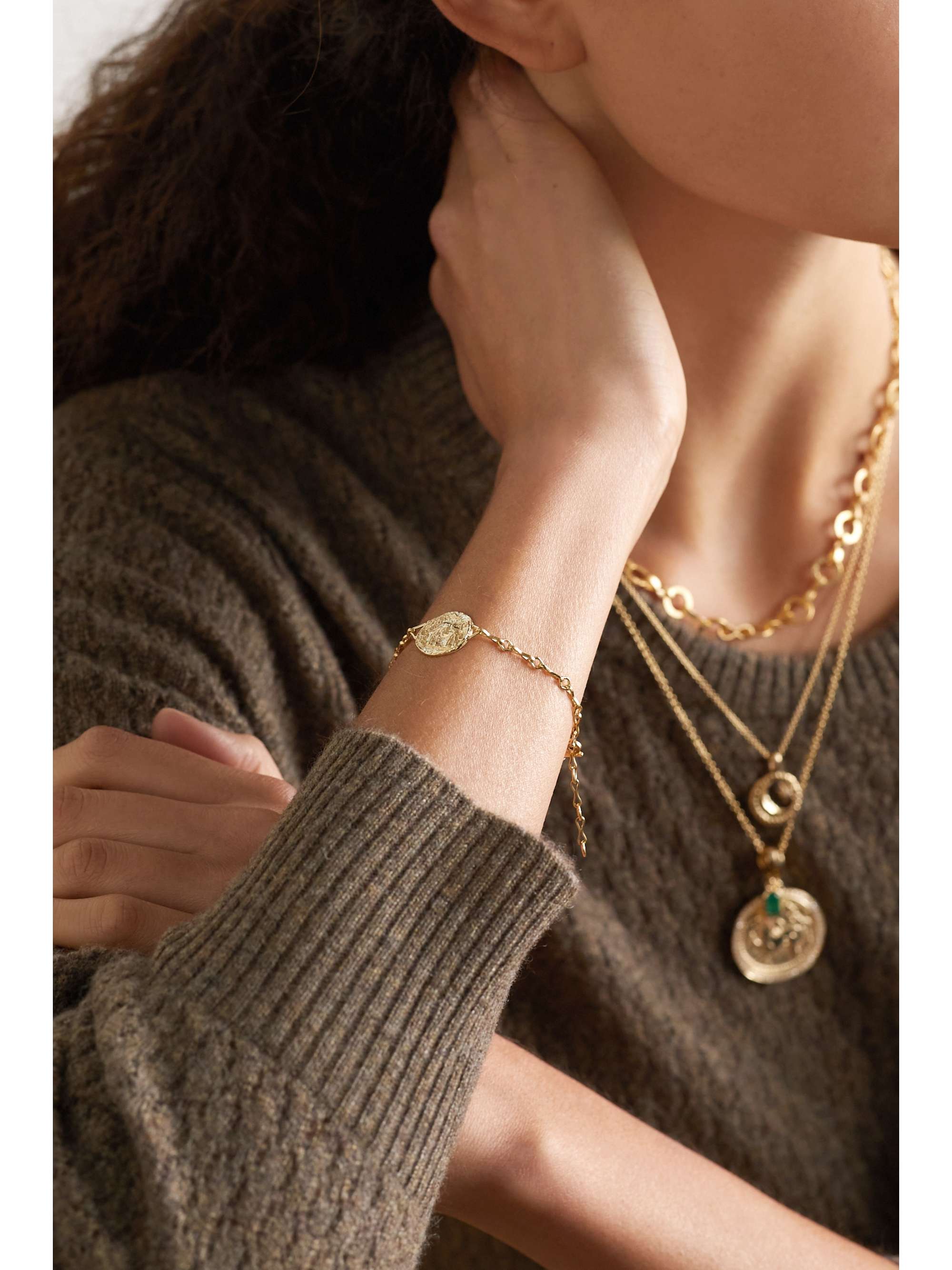 AZLEE Elefante 18-karat gold diamond bracelet