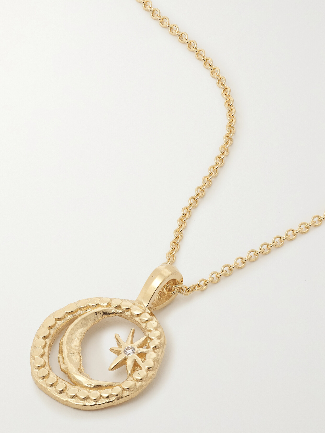 Azlee Petite Cosmic Coin 18-karat Diamond Necklace