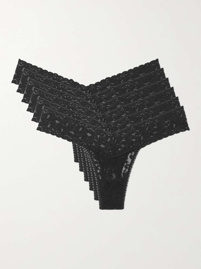 Hanky Panky + Net Sustain Set Of Six Stretch-lace Low-rise Thongs