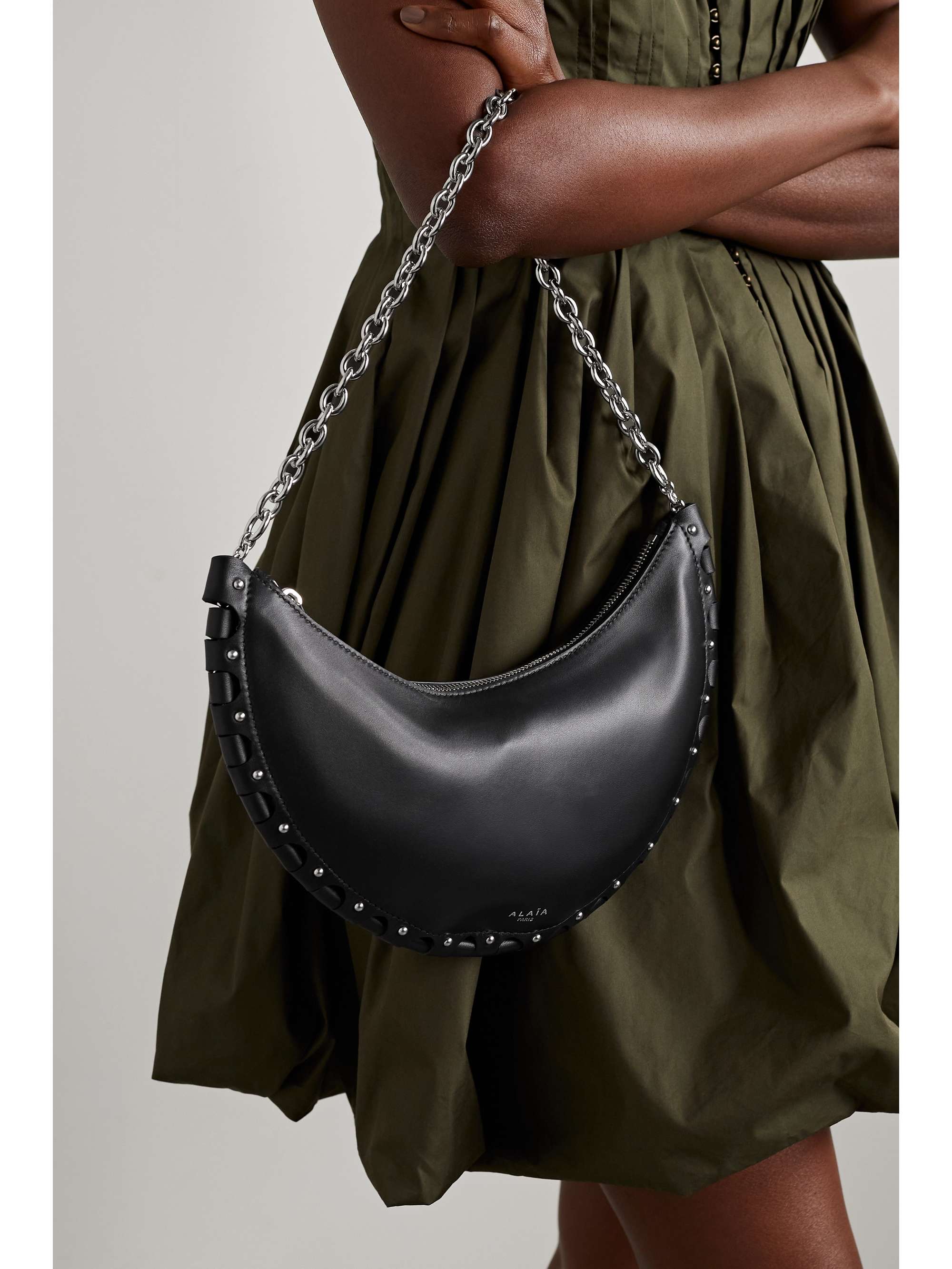 ALAÏA Demi Lune leopard-print calf hair shoulder bag