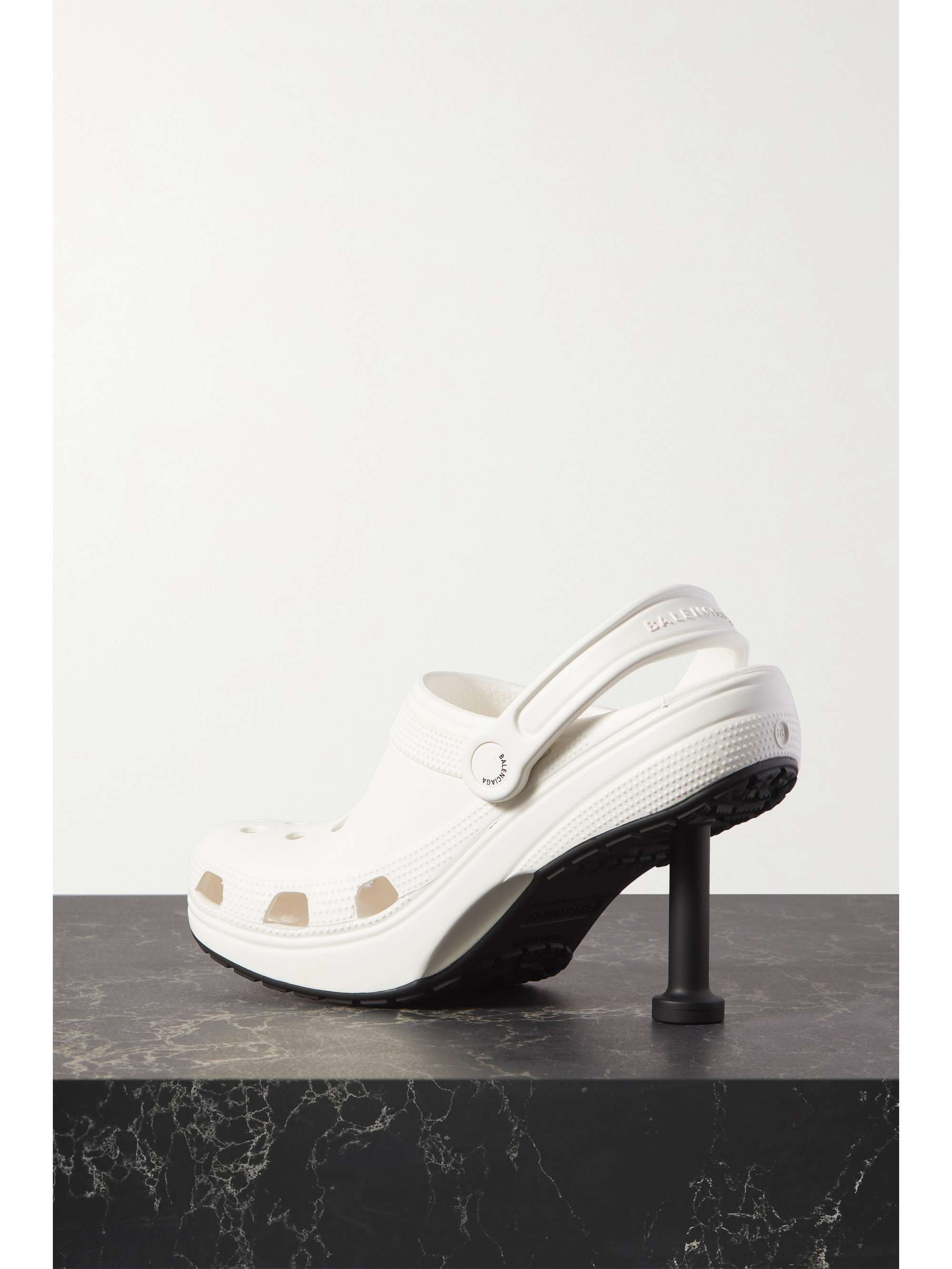 BALENCIAGA + Crocs Madame perforated rubber slingback pumps | NET-A-PORTER