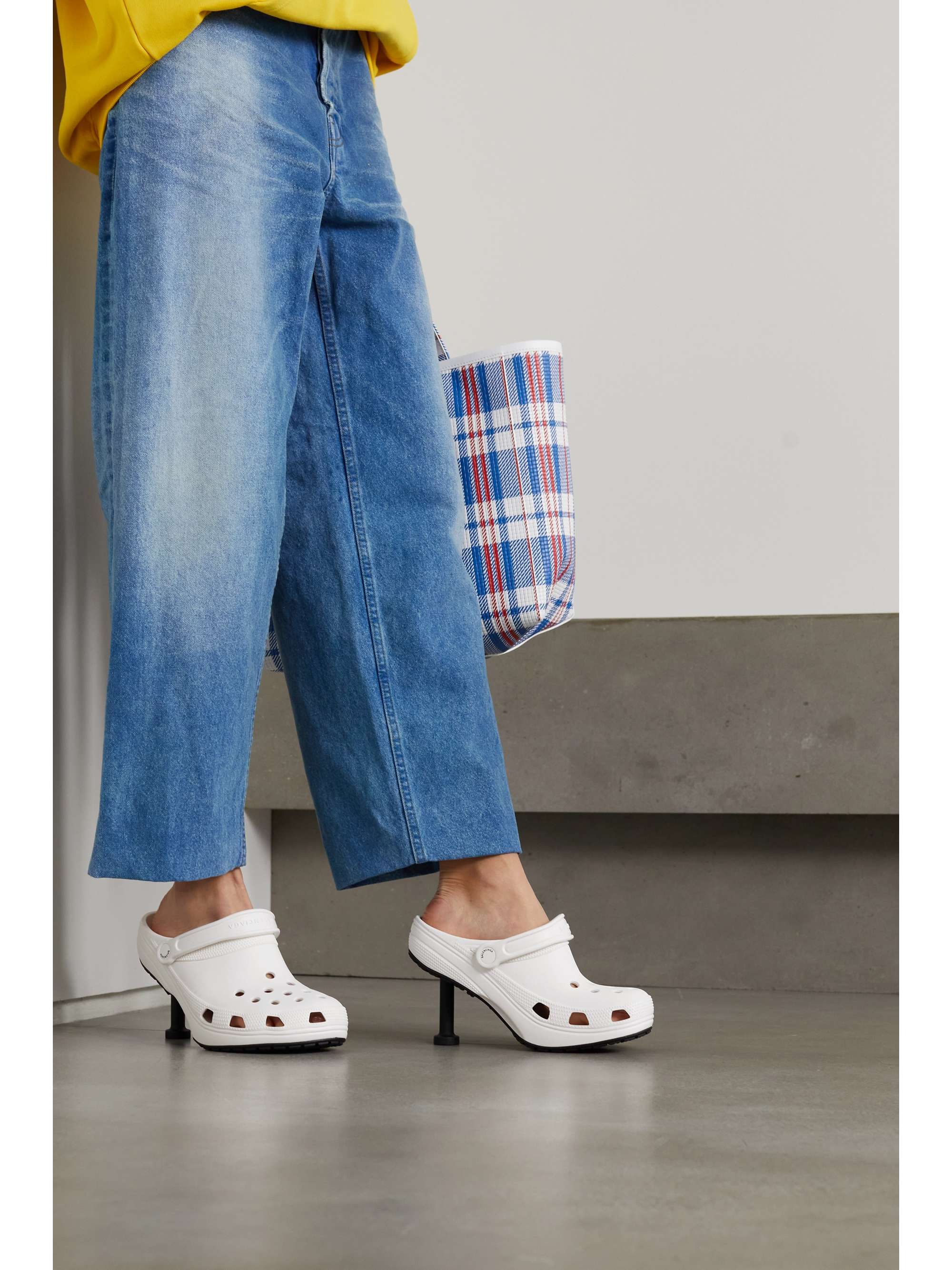 BALENCIAGA + Crocs Madame perforated rubber slingback pumps | NET-A-PORTER