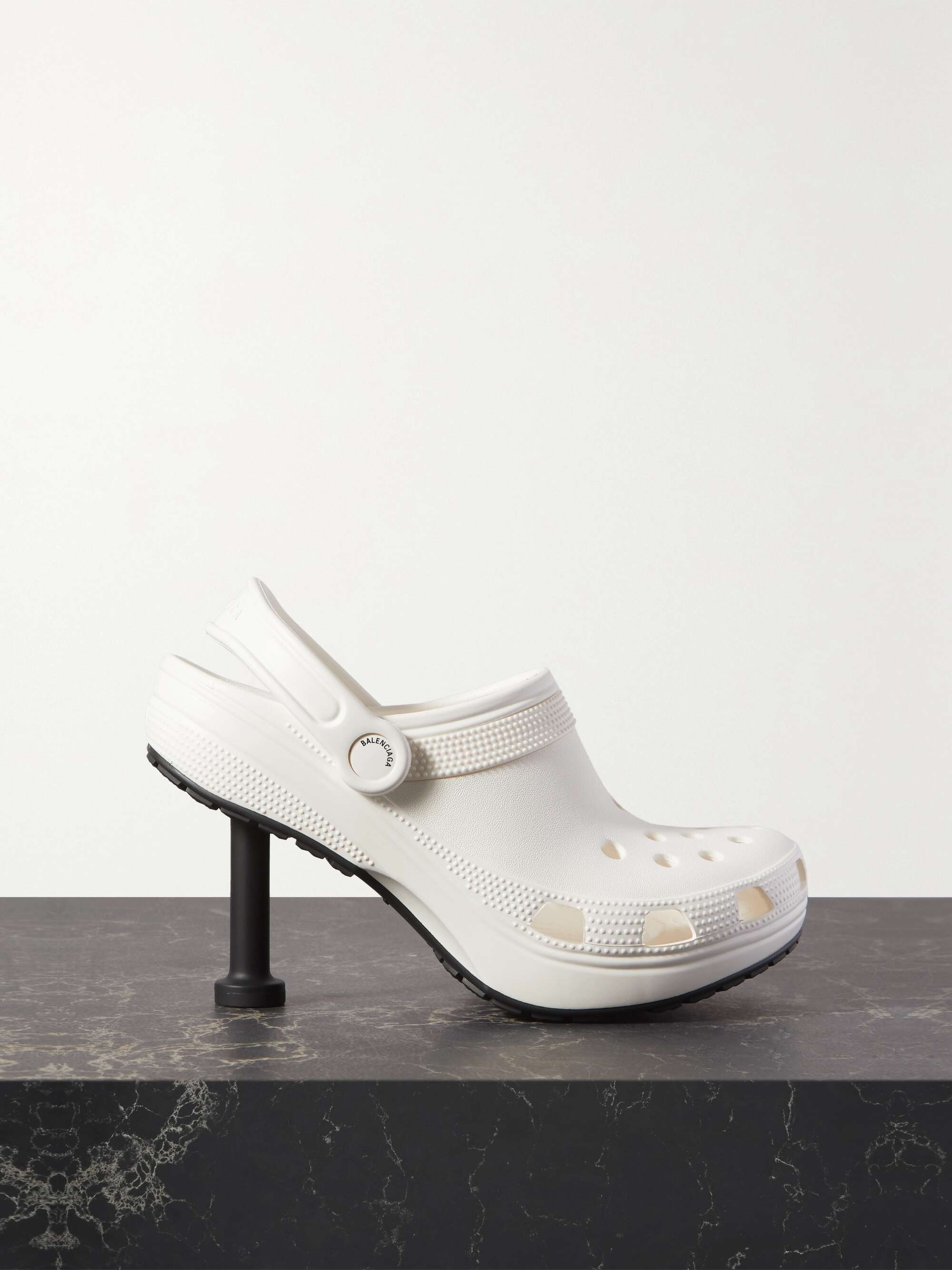 BALENCIAGA + Crocs Madame perforated rubber slingback pumps | NET-A-PORTER