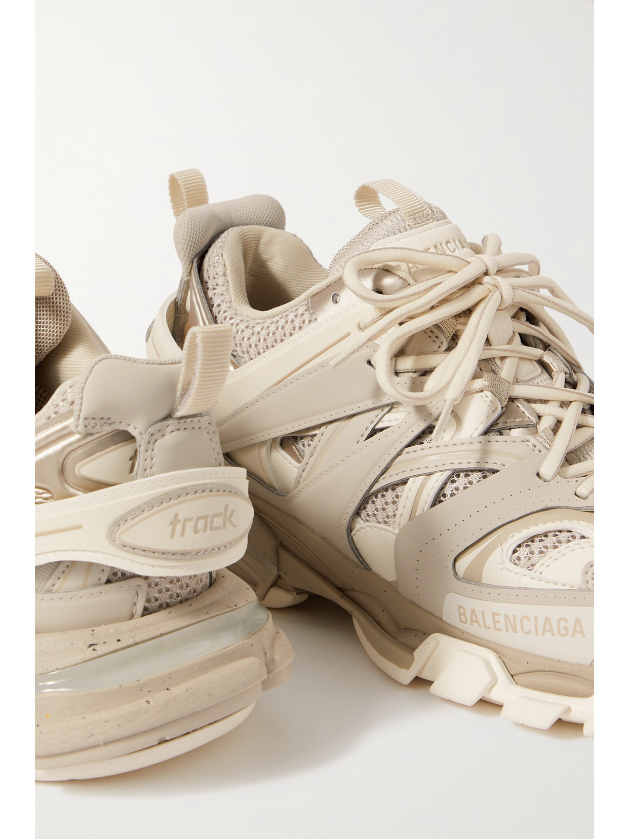 Shop Balenciaga Track Logo-detailed Recycled Mesh And Rubber Sneakers In Neutrals