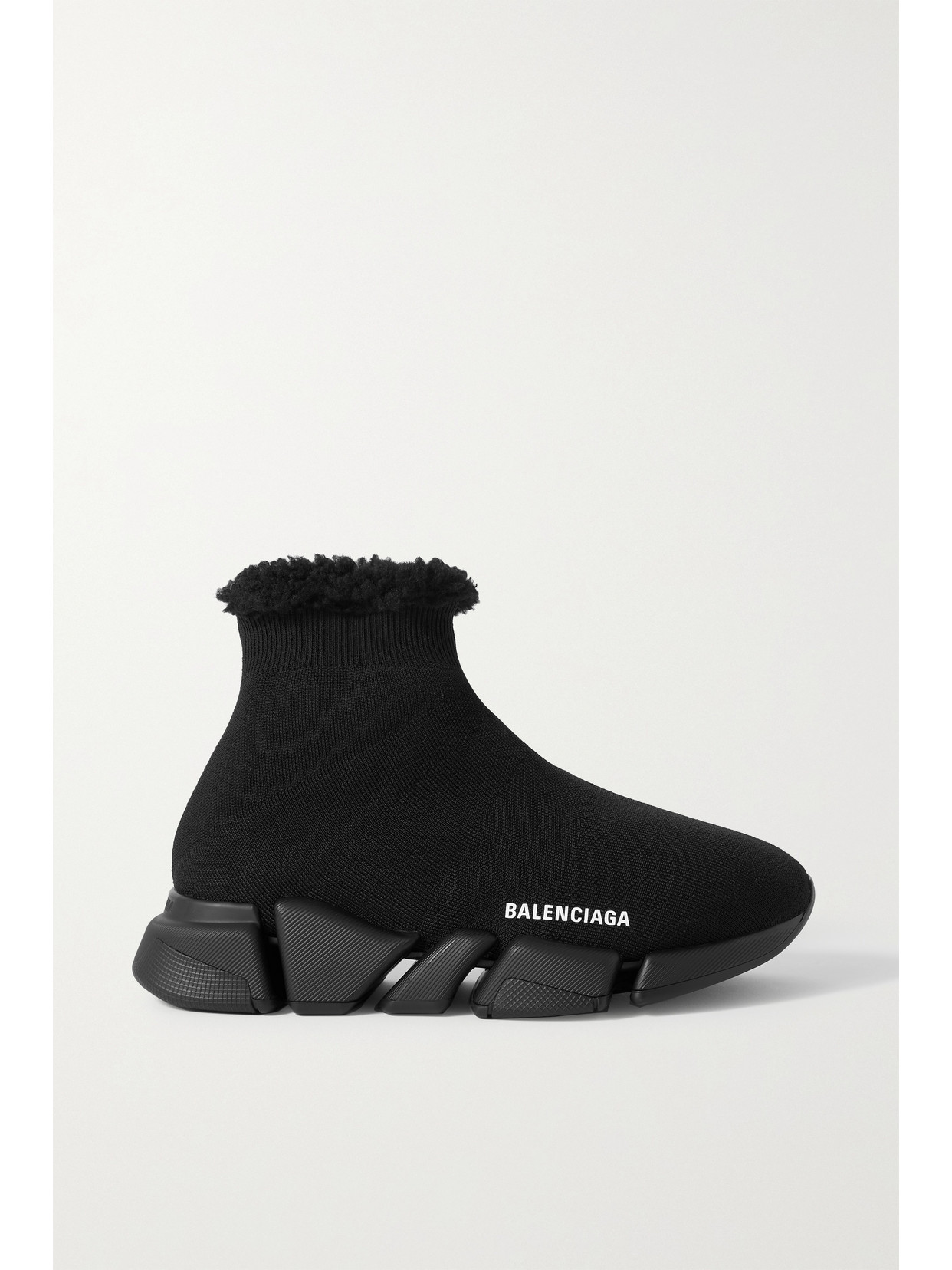 Balenciaga Speed 2.0 Faux Fur-lined Stretch-knit High-top Sneakers - Black