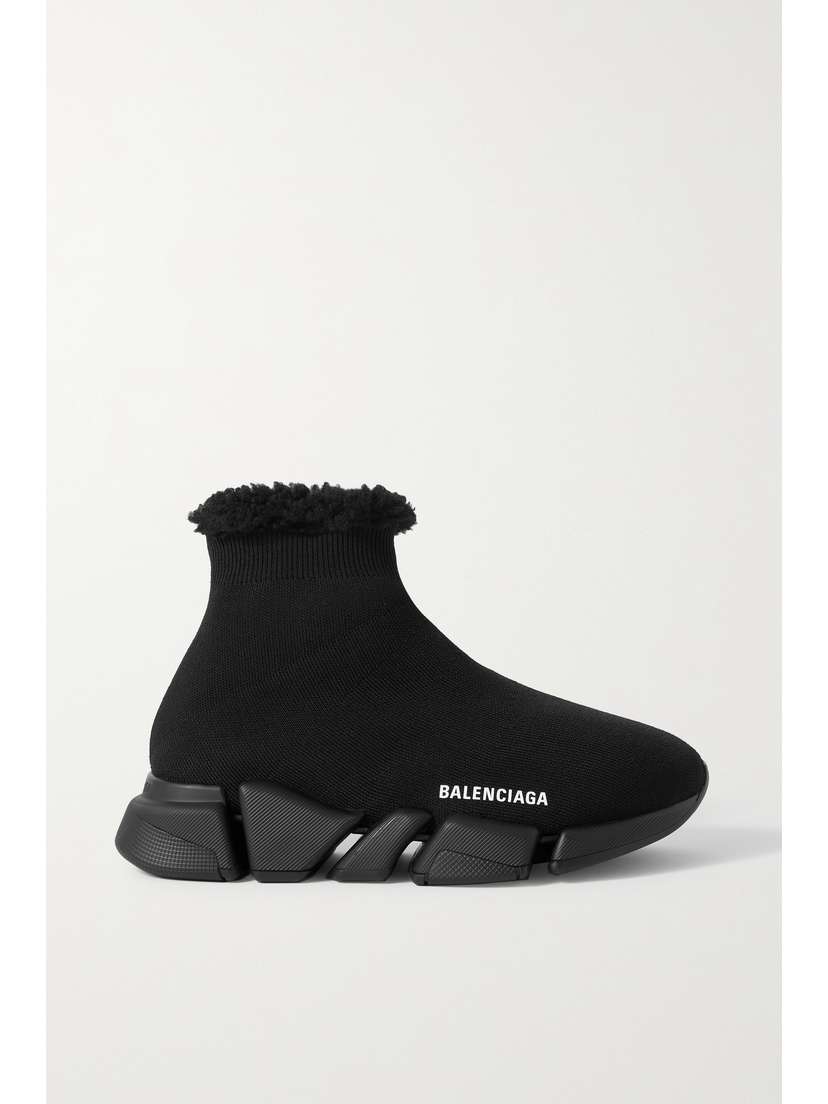 Balenciaga Speed 2.0 Faux Fur-lined Stretch-knit High-top Sneakers