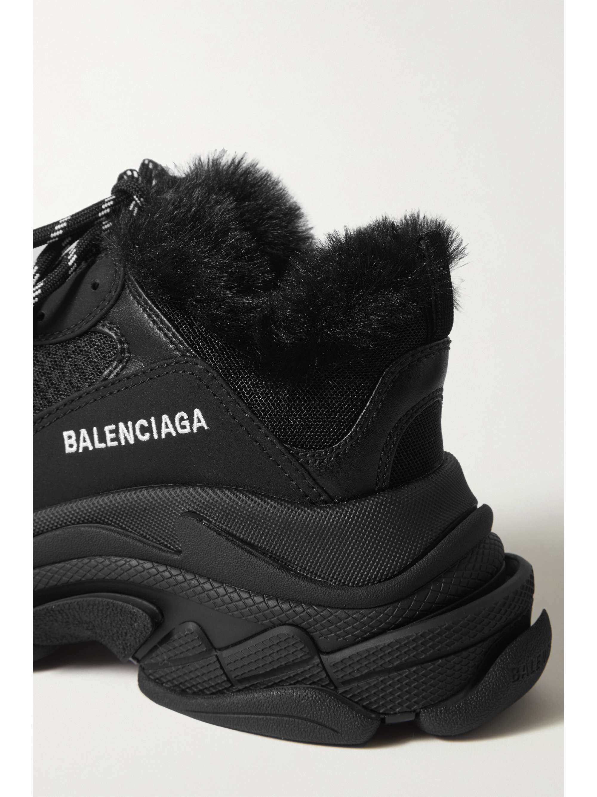 balenciaga triple s faux fur lined sneakers