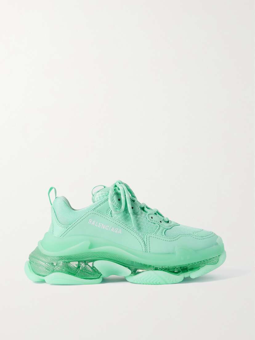 Balenciaga Triple S Clear Sole Logo-embroidered Faux Leather And Mesh Sneakers