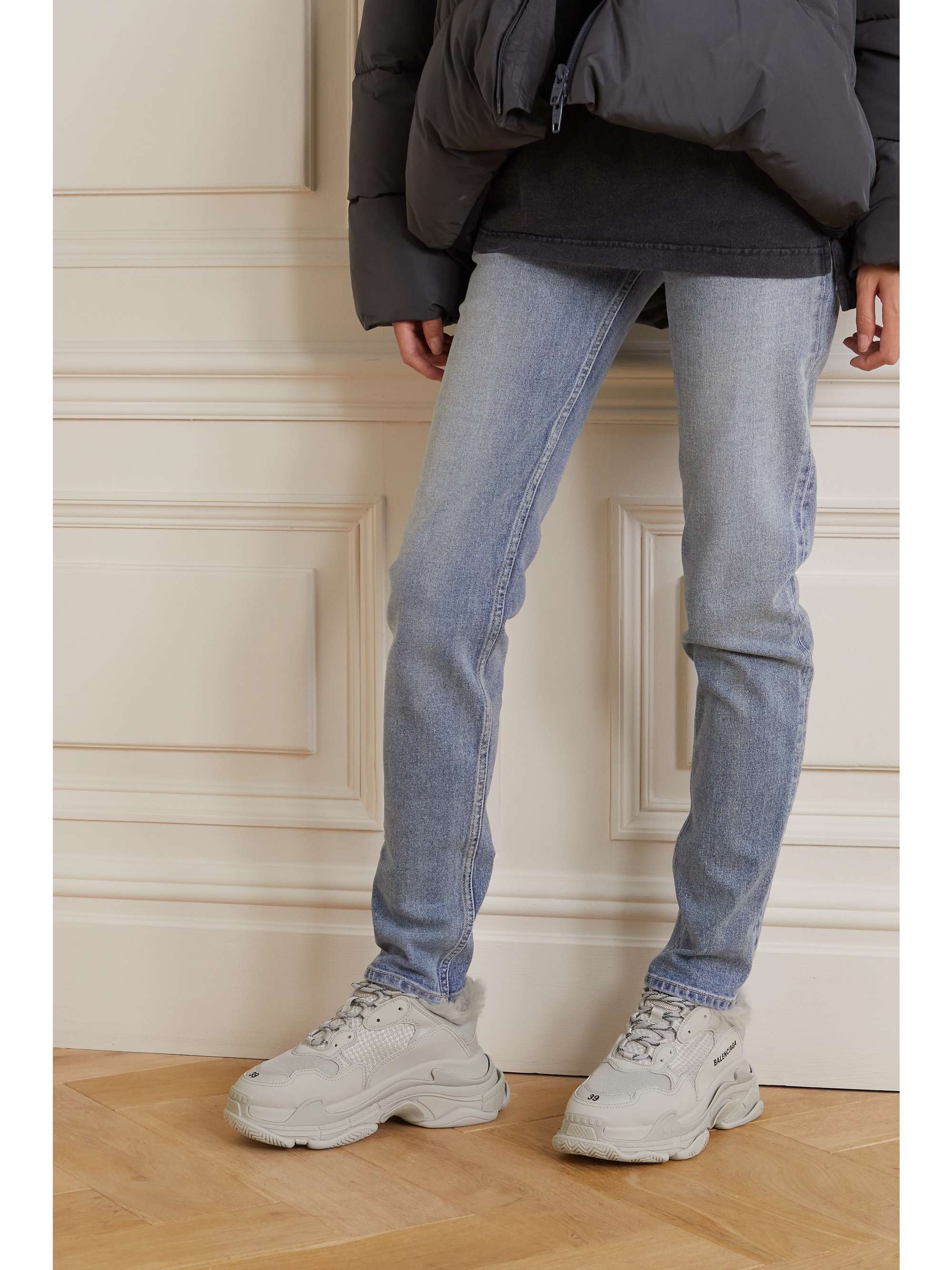 balenciaga triple s faux fur lined sneakers