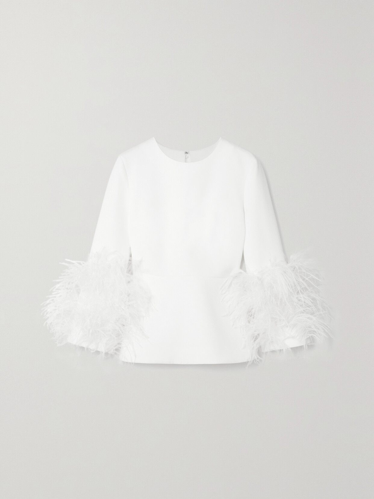 Huishan Zhang Lola Feather-trimmed Crepe Blouse - White