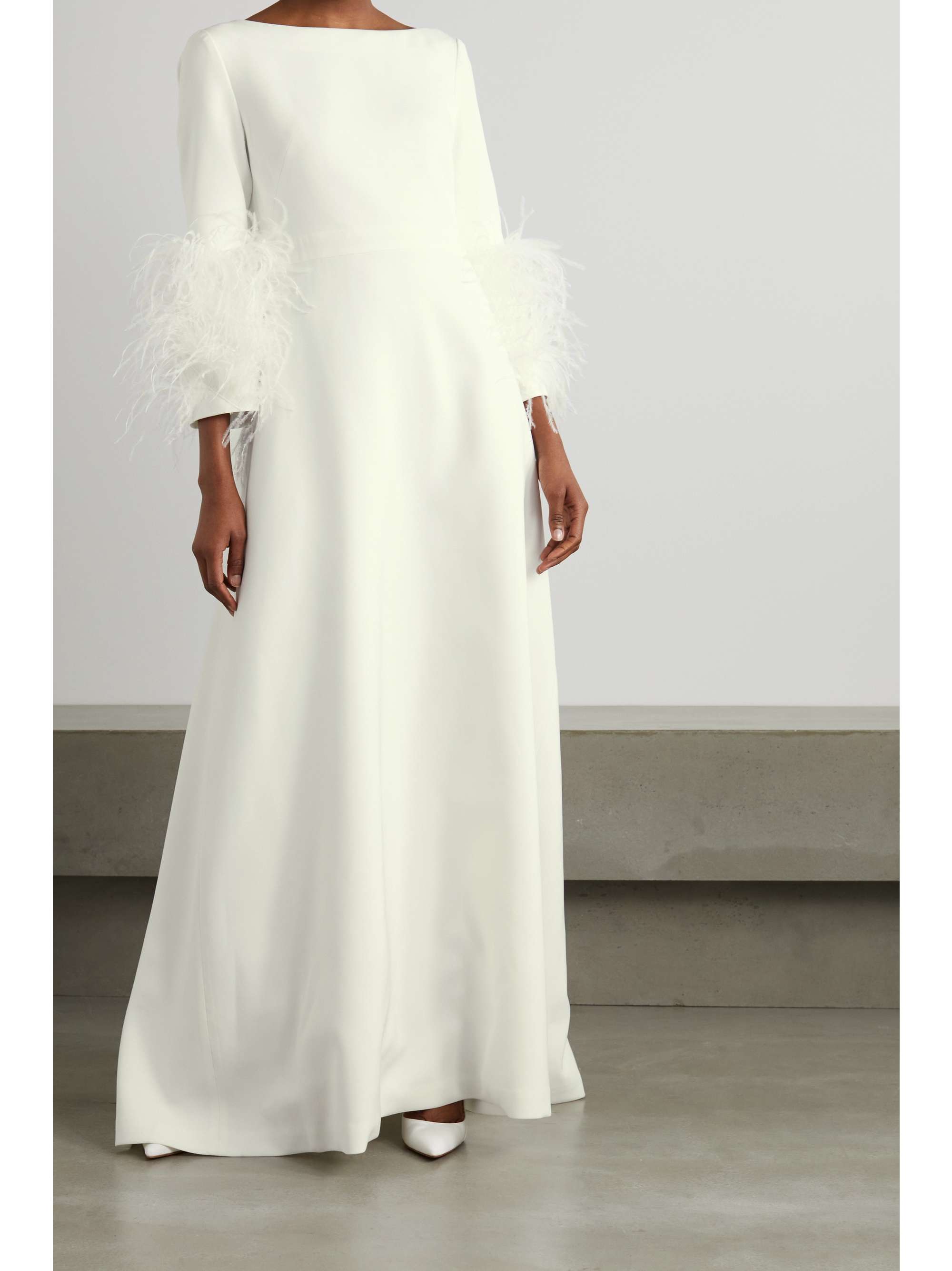 HUISHAN ZHANG Reign feather-trimmed crepe gown | NET-A-PORTER