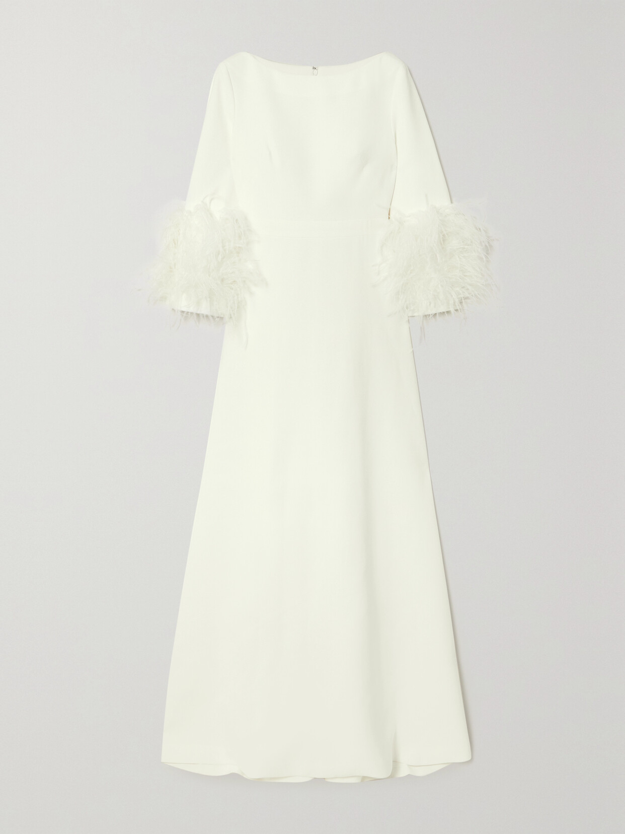 HUISHAN ZHANG REIGN FEATHER-TRIMMED CREPE GOWN