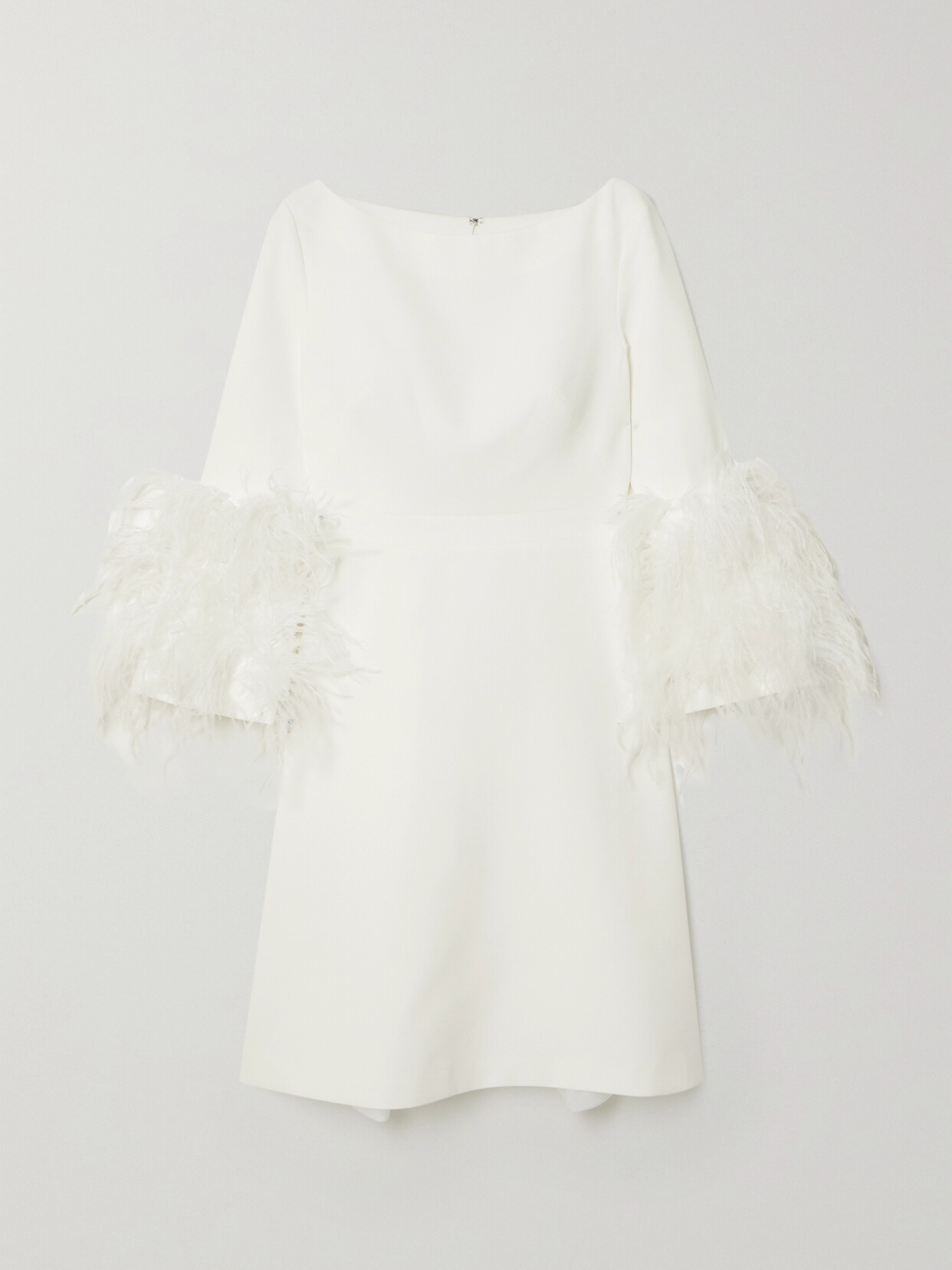 Huishan Zhang Reign Feather-trimmed Crepe Mini Dress - White